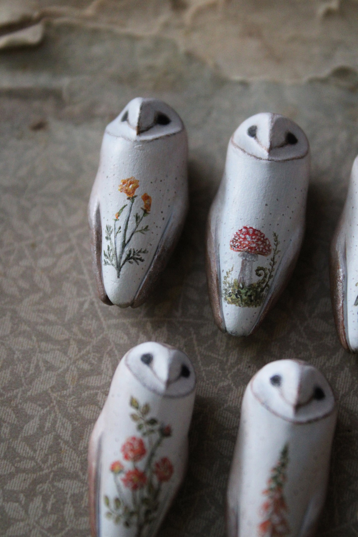Botanical and Fungi Barn Owl Necklaces