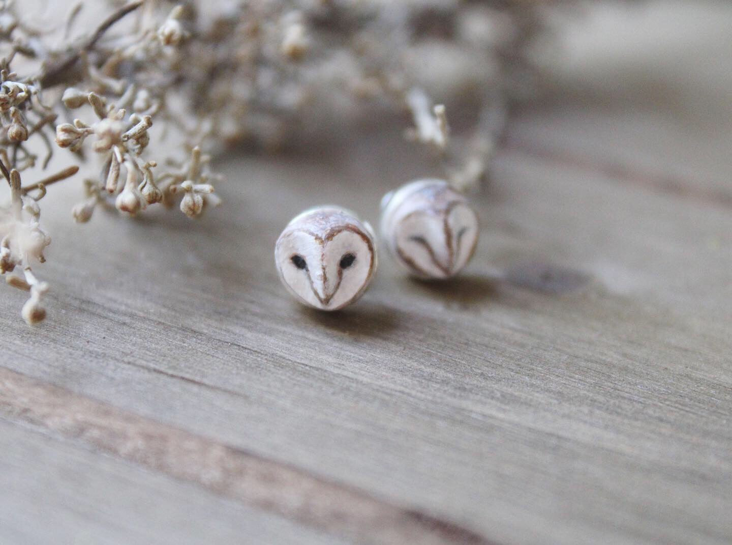 Barn Owl Face Earrings