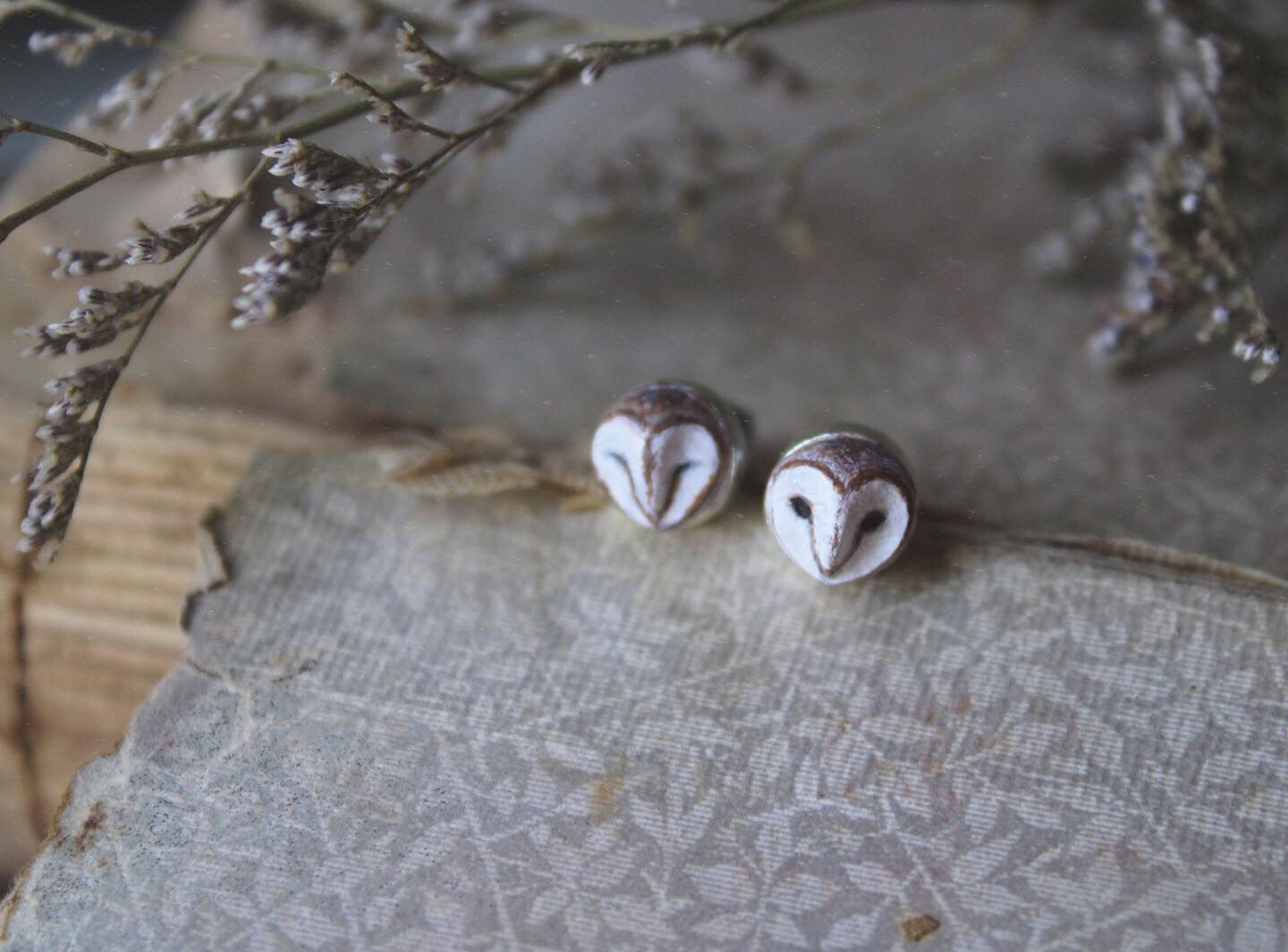 Barn Owl Face Earrings