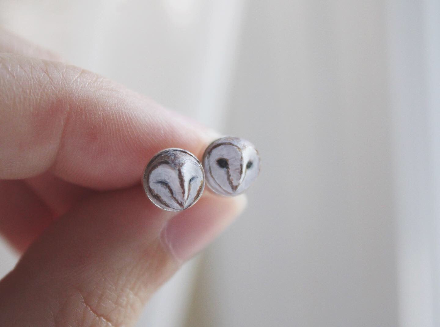 Barn Owl Face Earrings