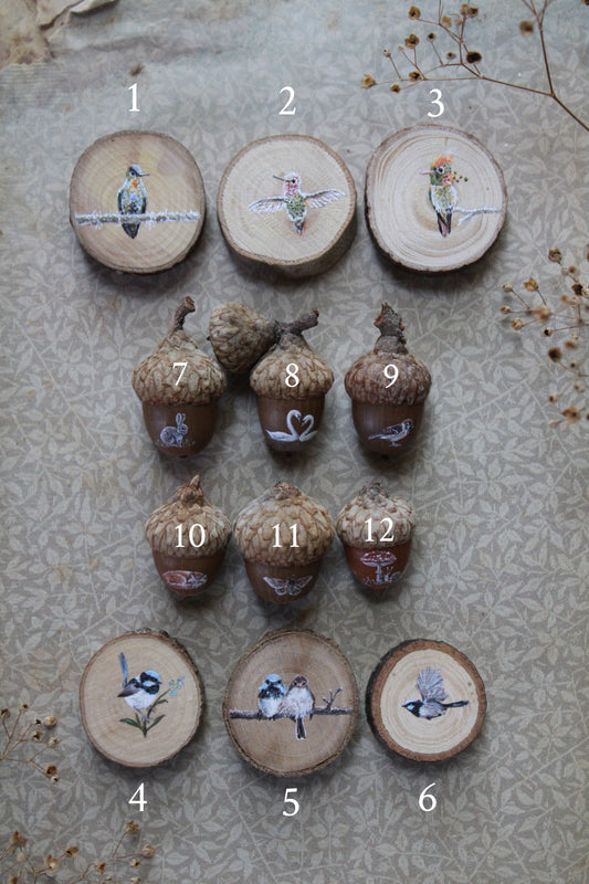 Faerie Coins | Painted Acorns and Wood Slices