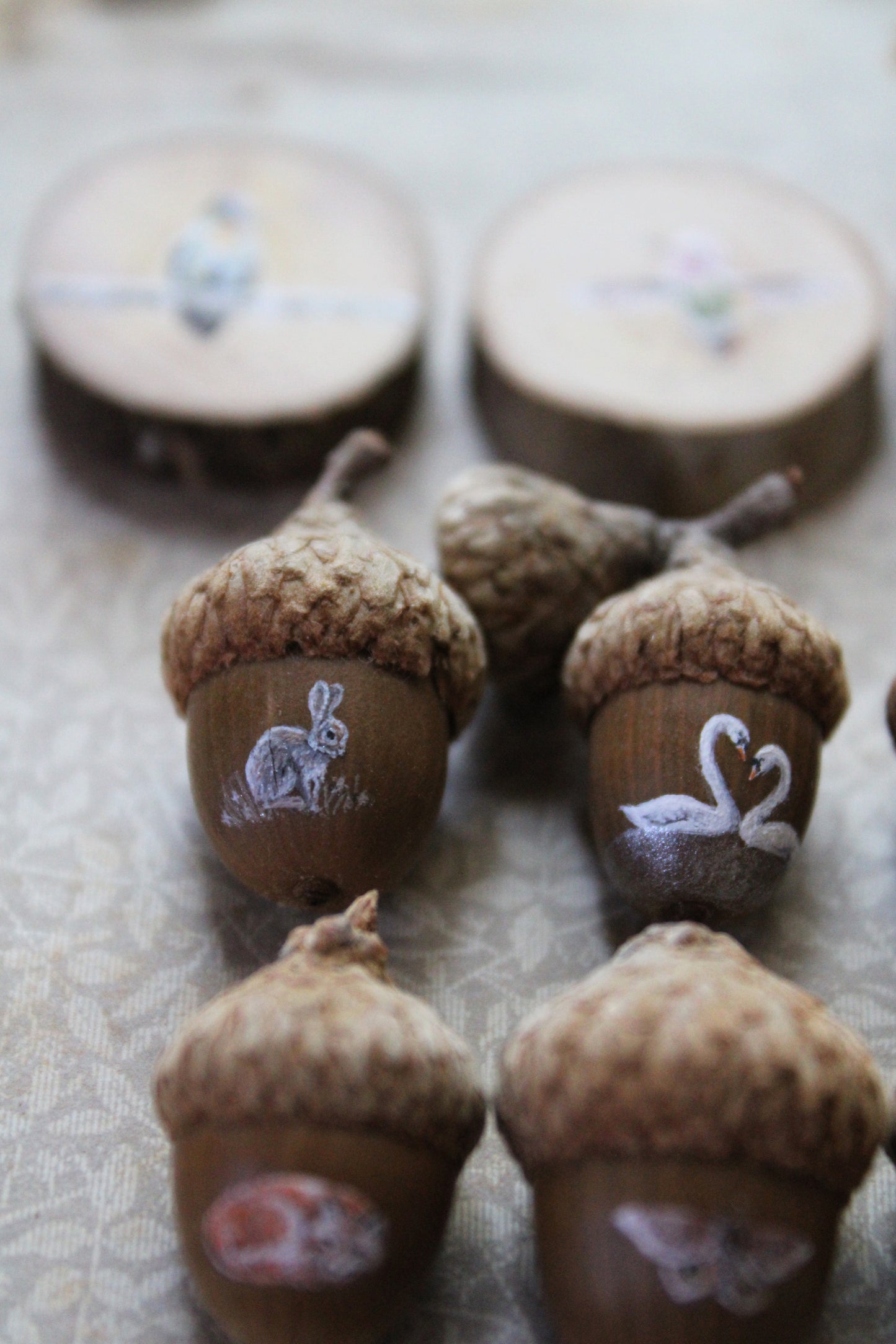 Faerie Coins | Painted Acorns and Wood Slices