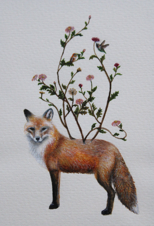 Flora & Foxes | Framed Original Painting