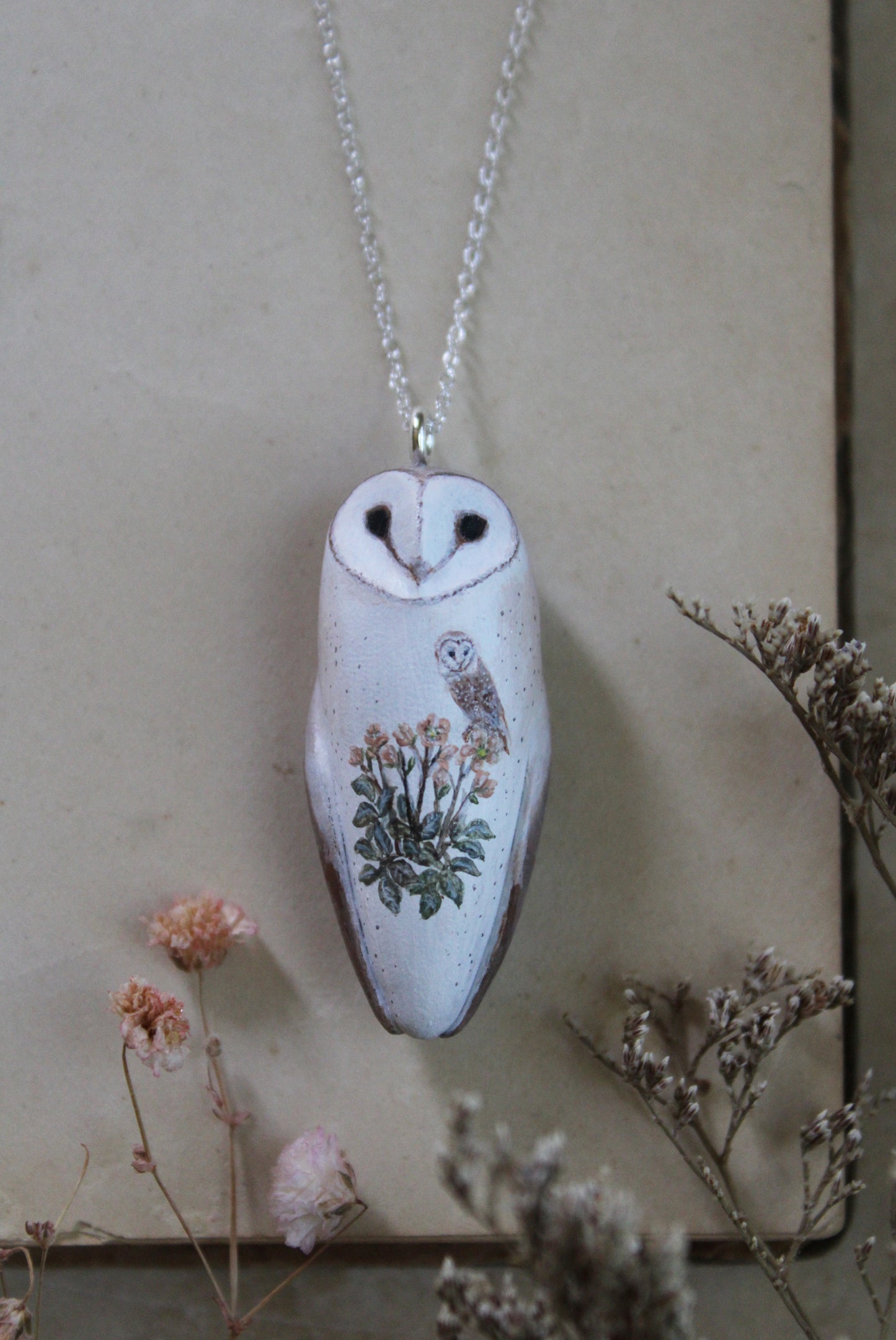 Hellebore Barn Owl Necklace