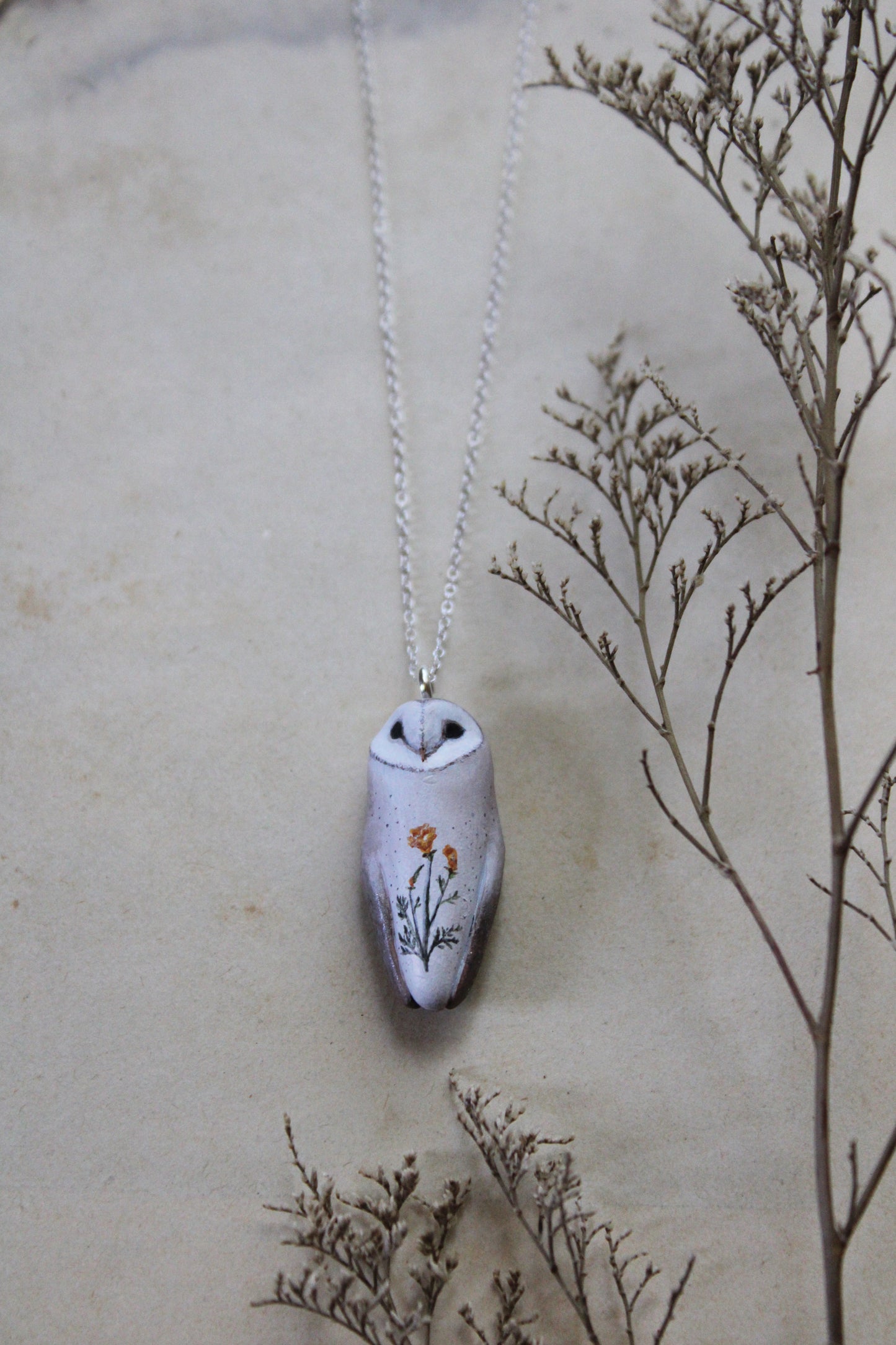 Botanical and Fungi Barn Owl Necklaces