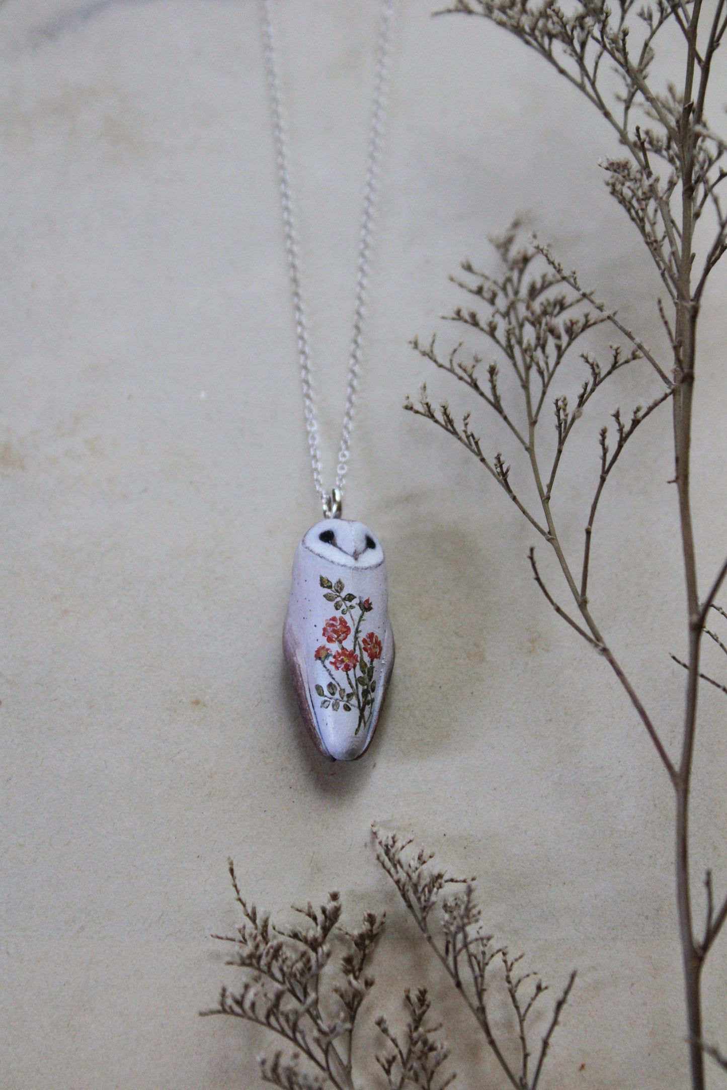 Botanical and Fungi Barn Owl Necklaces