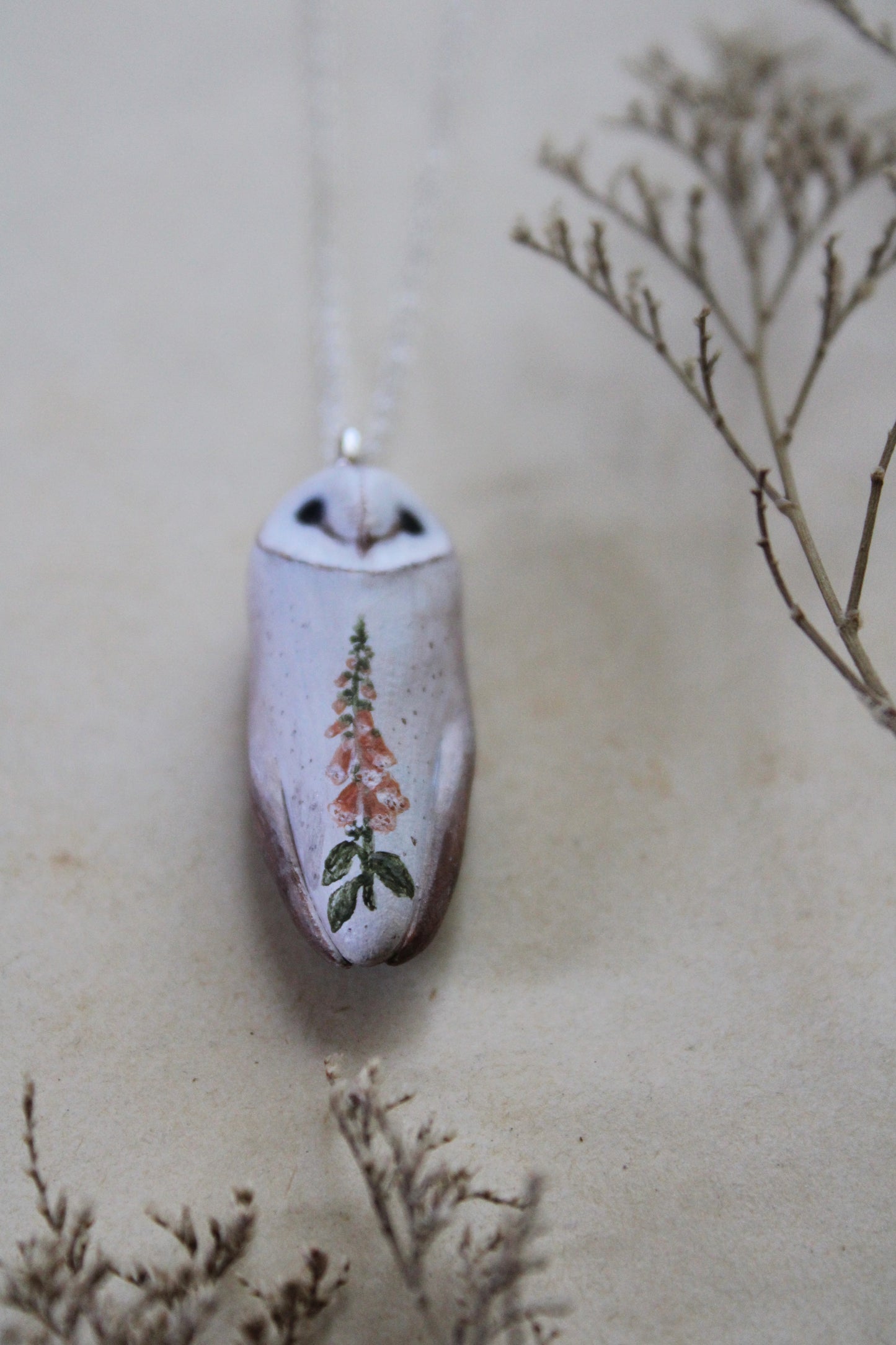 Botanical and Fungi Barn Owl Necklaces