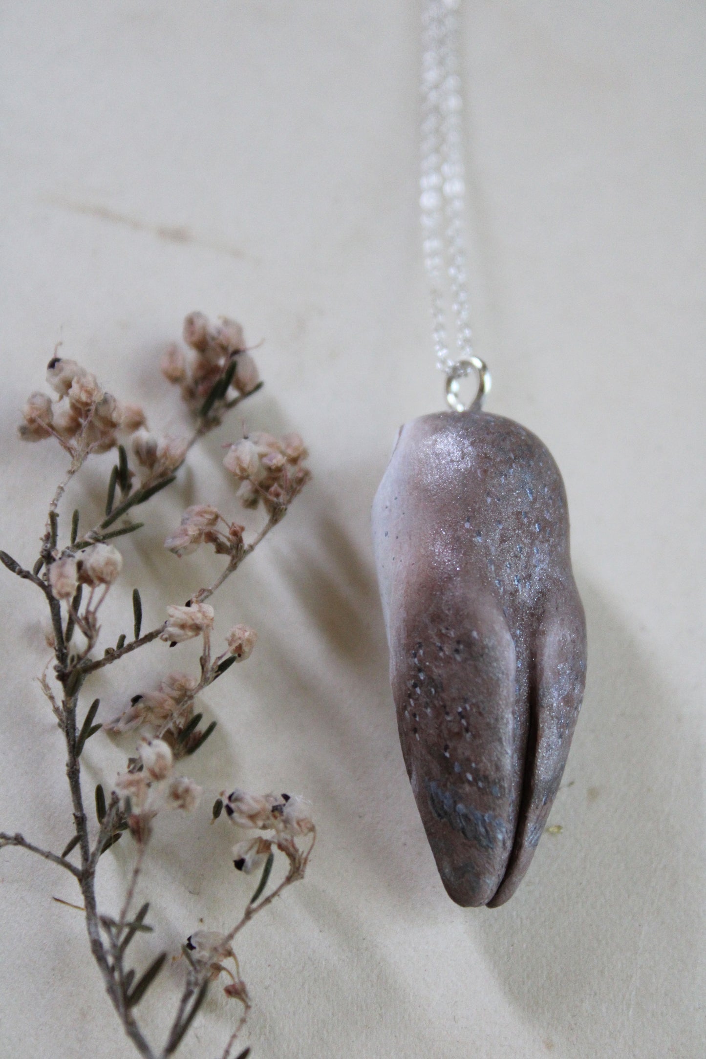 Hedgehog and Forget-me-not Barn Owl Necklace