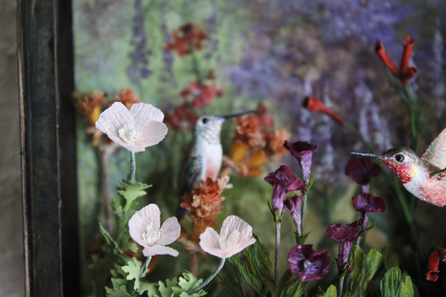 A Garden for the Hummingbirds | Glass Shadowbox Sculpture