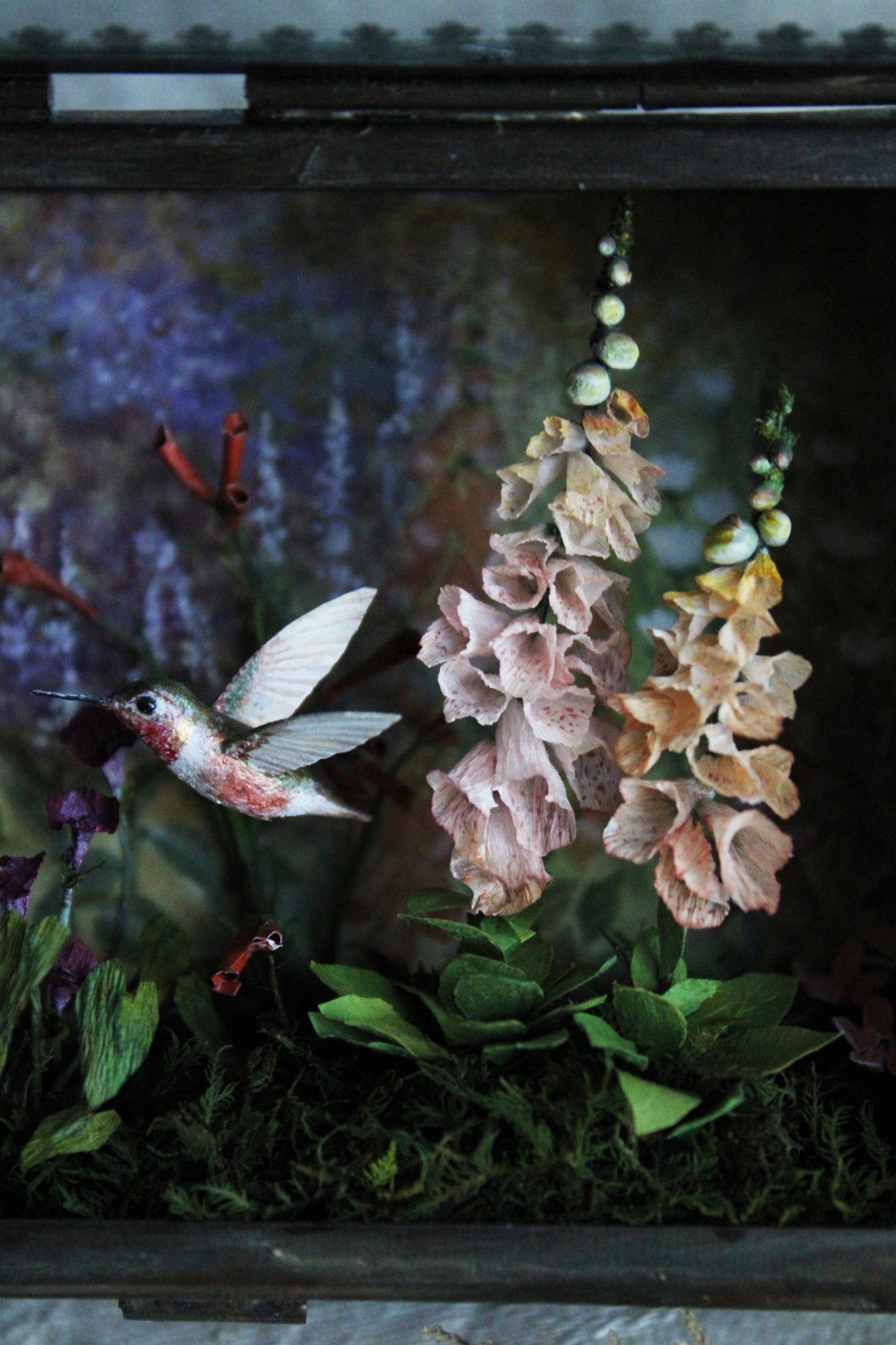 A Garden for the Hummingbirds | Glass Shadowbox Sculpture