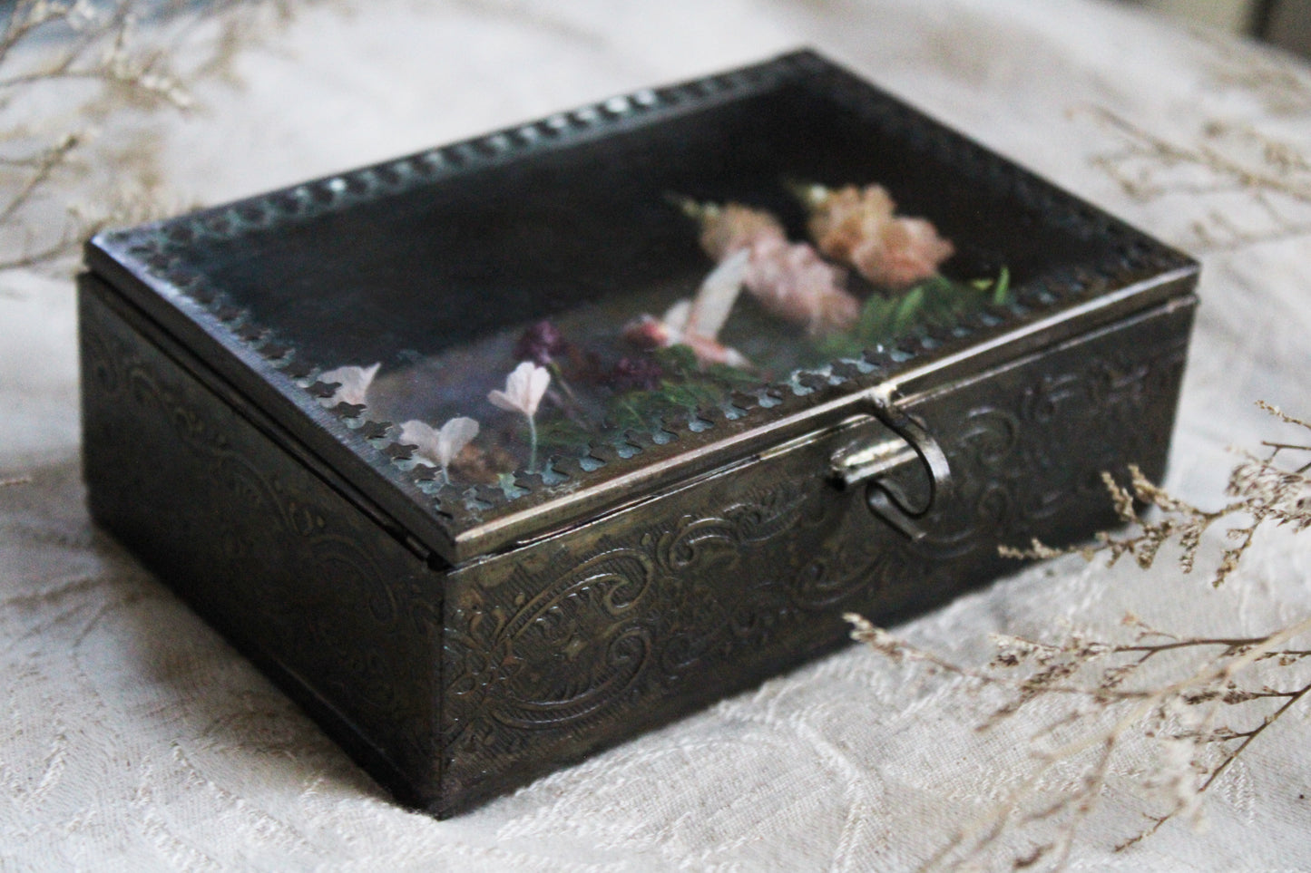 A Garden for the Hummingbirds | Glass Shadowbox Sculpture