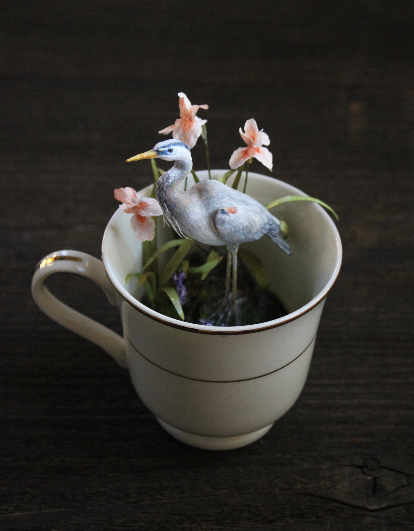A Sip of Stillness | Heron Teacup Sculpture