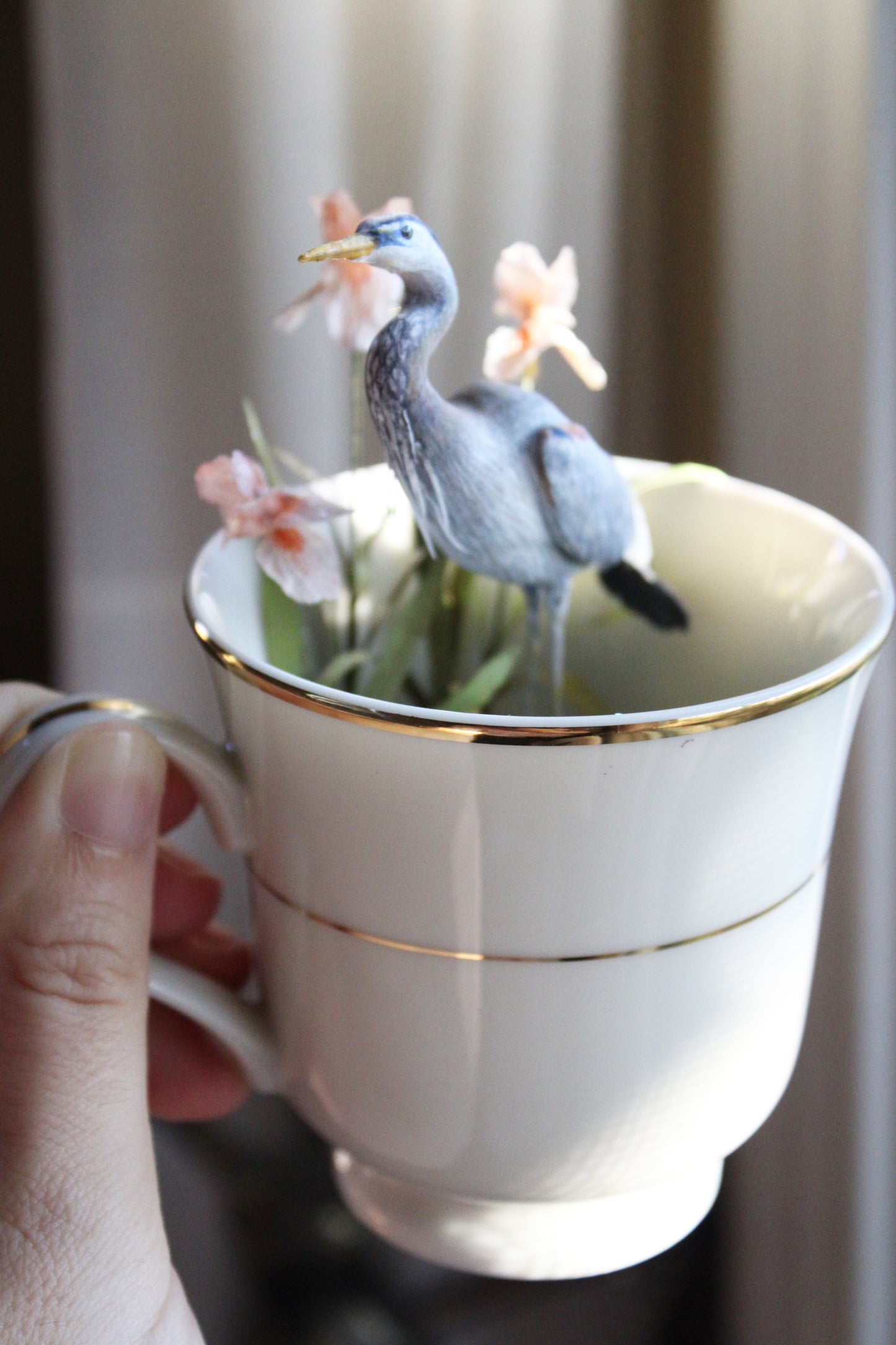 A Sip of Stillness | Heron Teacup Sculpture