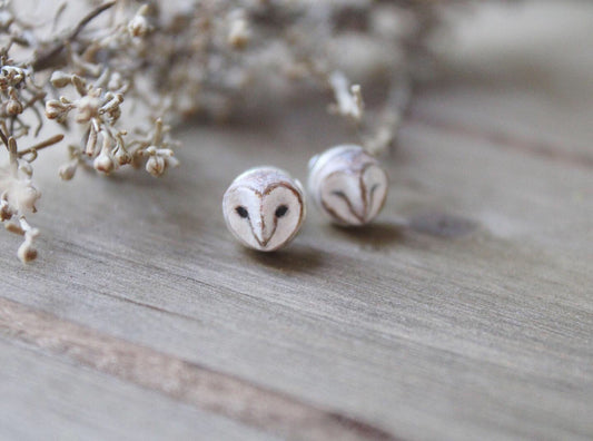 Barn Owl Face Earrings