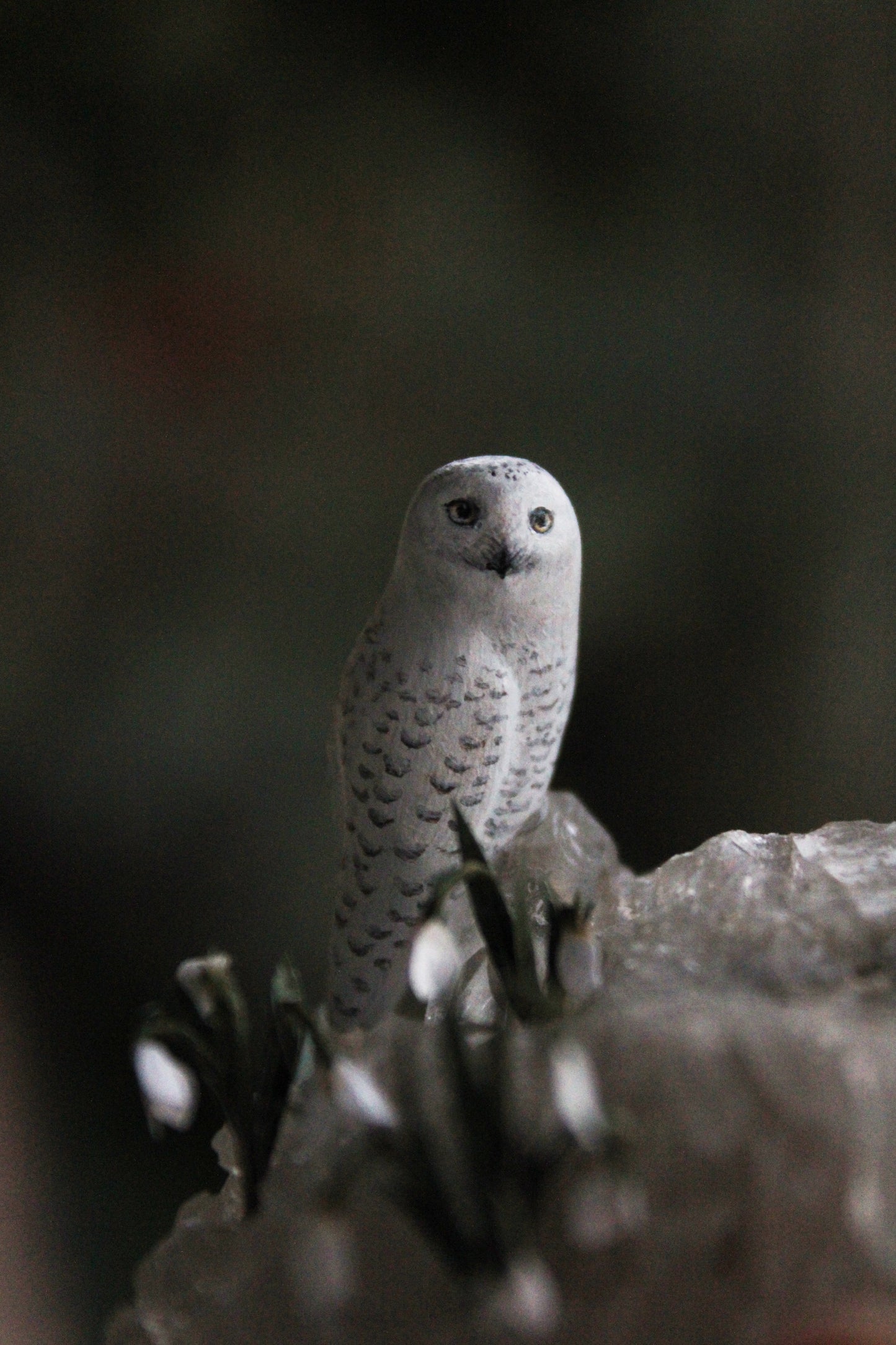 Snowy Owls & Snowdrops | Crystal Sculpture