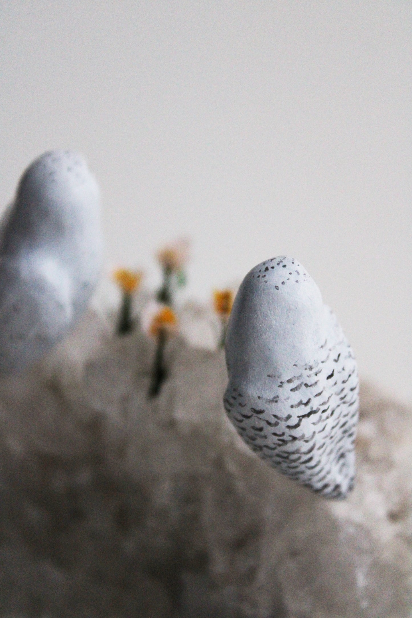Snowy Owls & Tulips | Crystal Sculpture