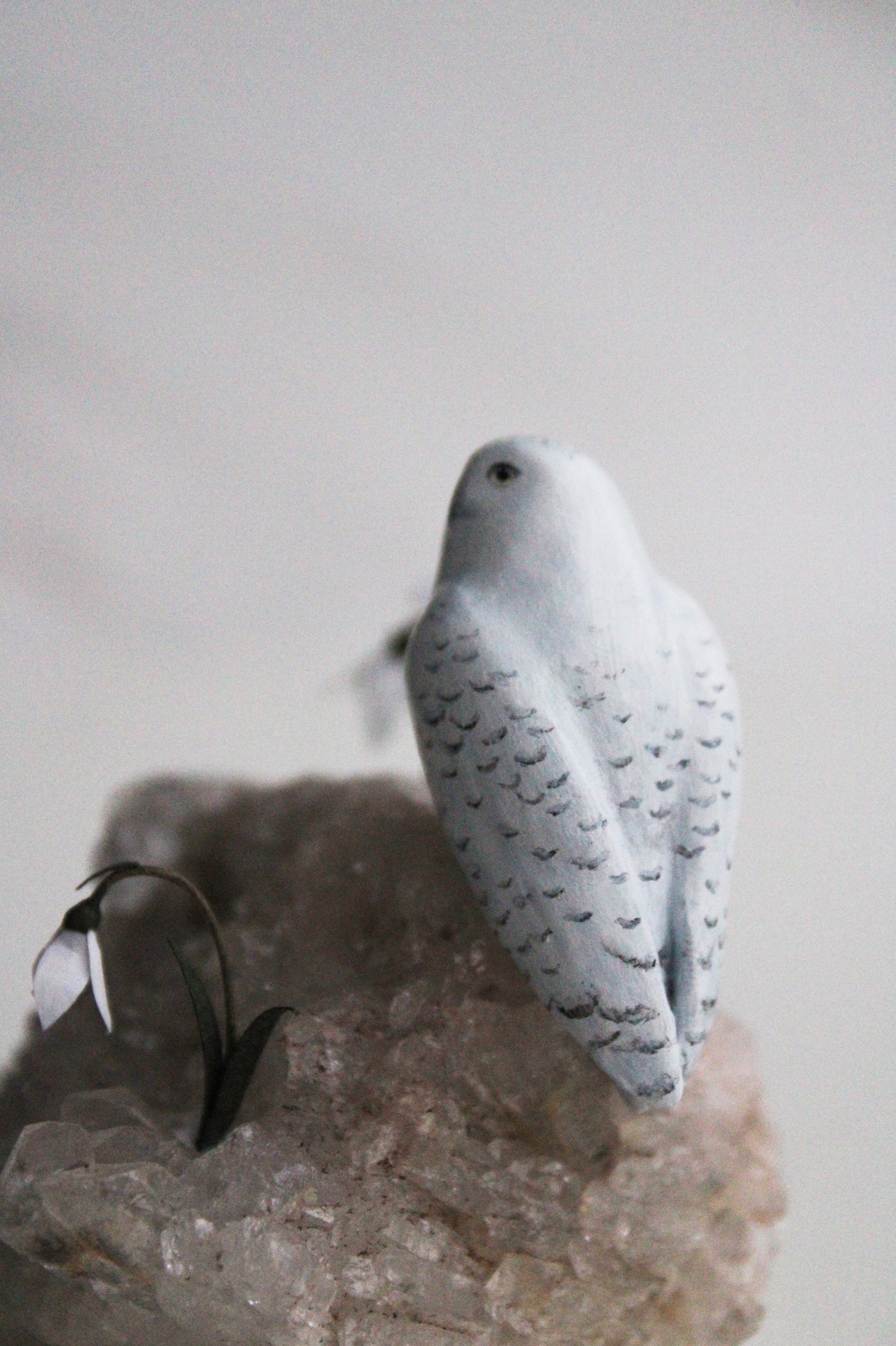 Snowy Owl & Snowdrops | Crystal Sculpture
