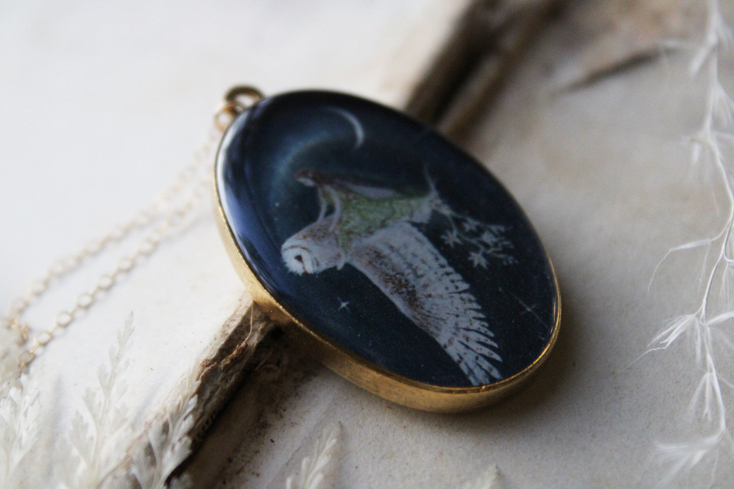 The Finding & Spreading of the Star Flowers | Faerie & Barn Owl Necklace