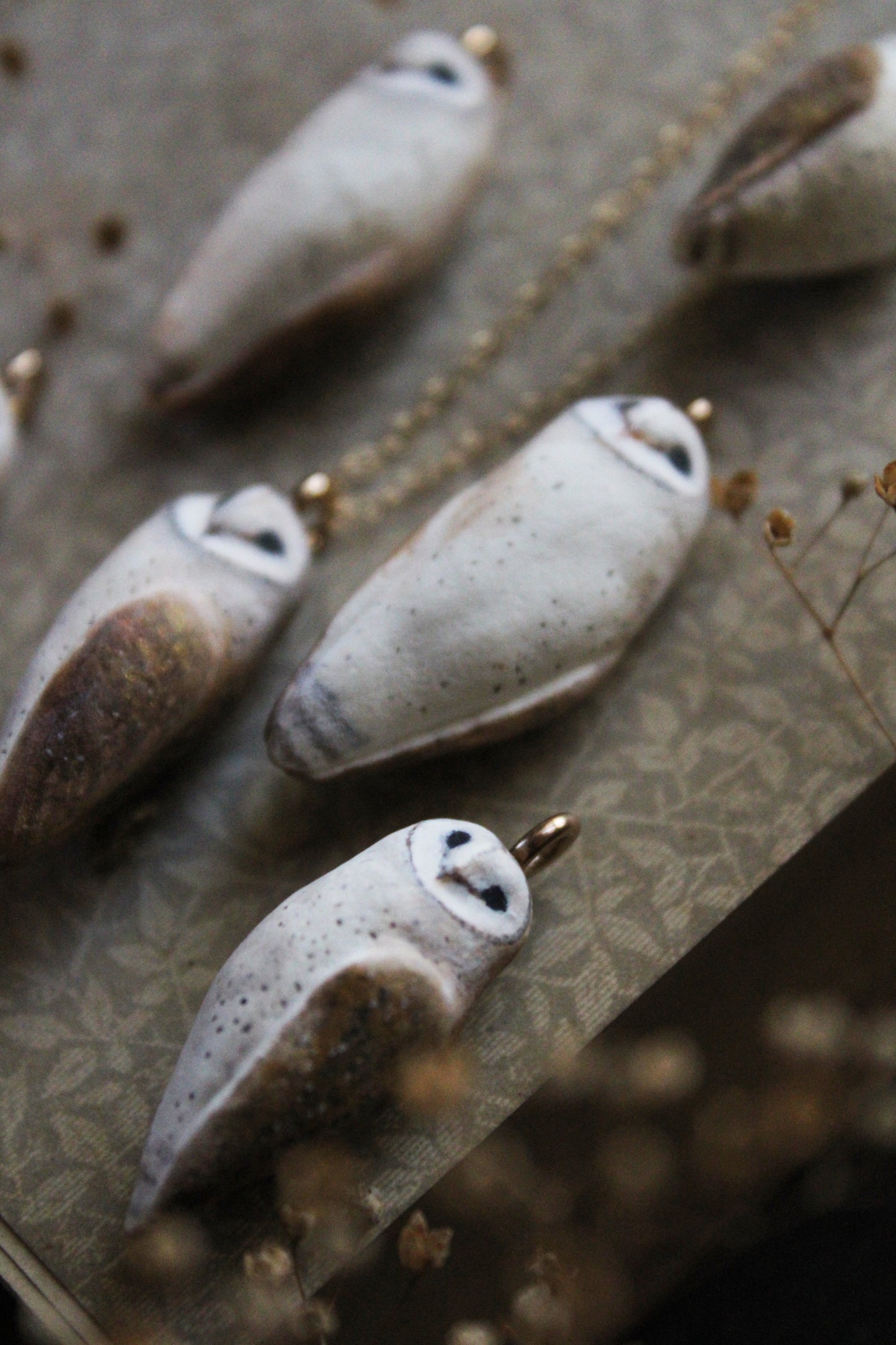 Golden Barn Owl Necklace