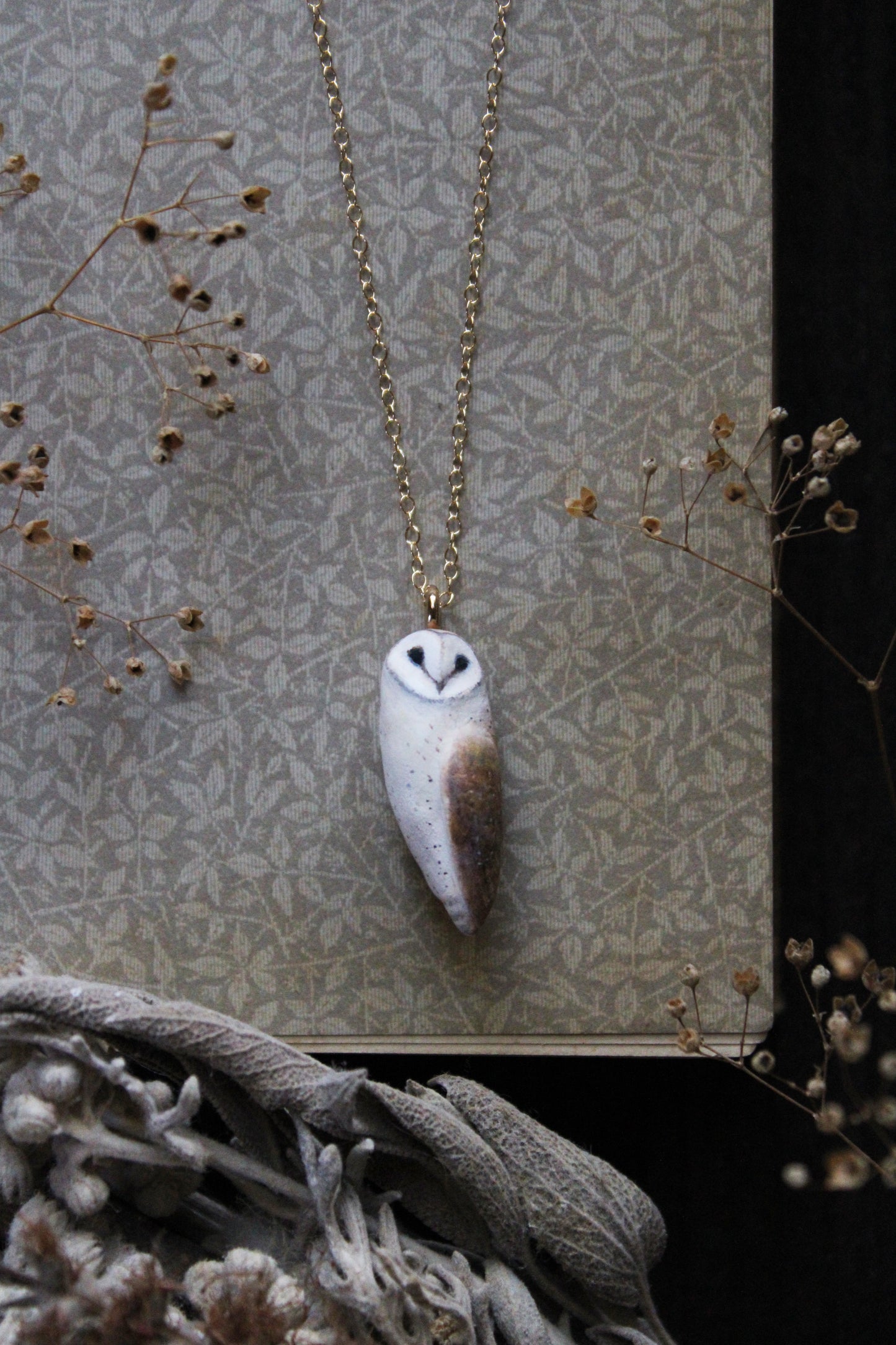 Golden Barn Owl Necklace