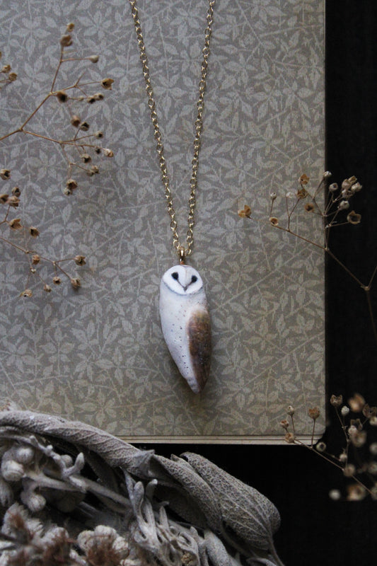 Golden Barn Owl Necklace