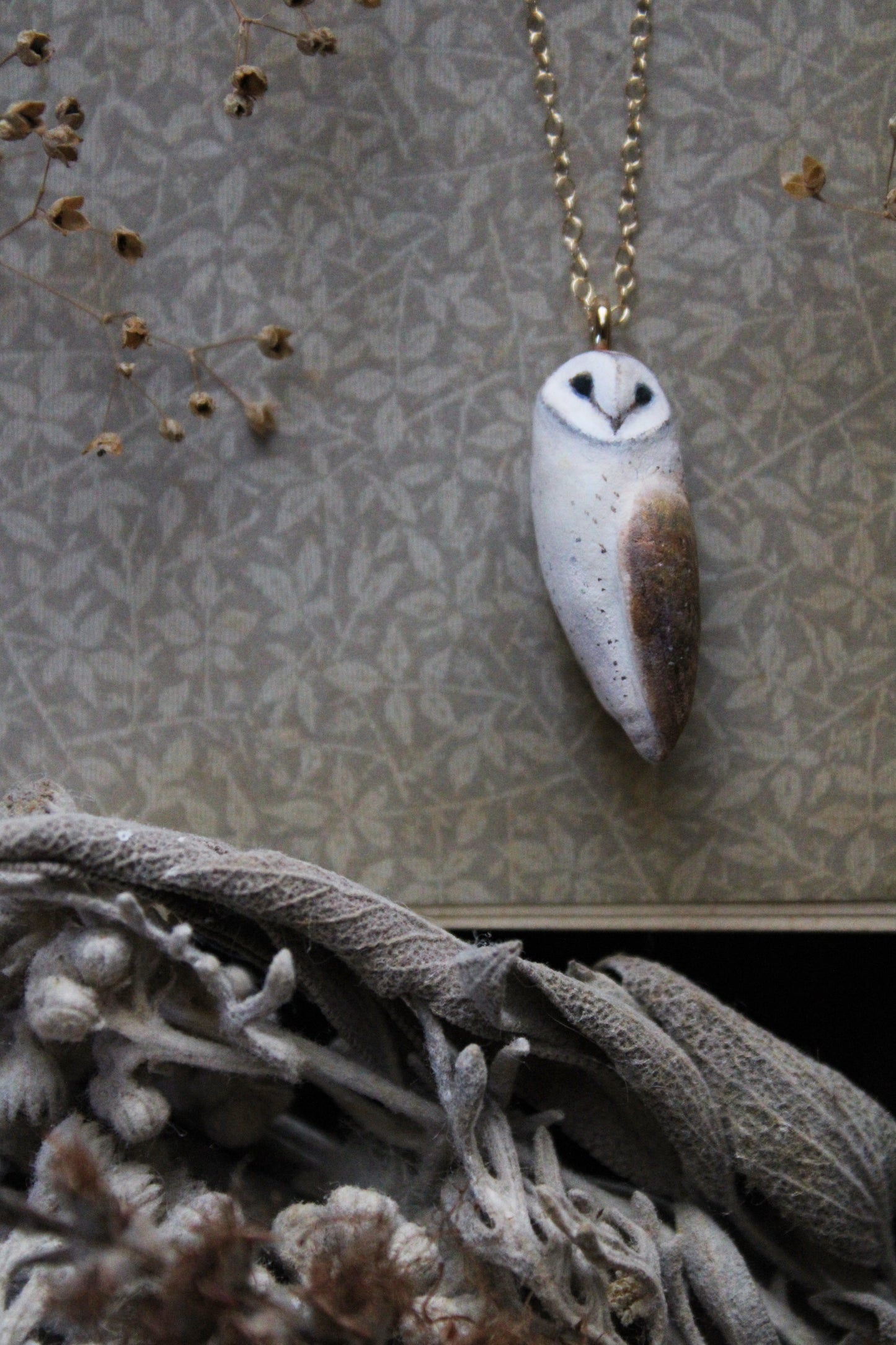 Golden Barn Owl Necklace