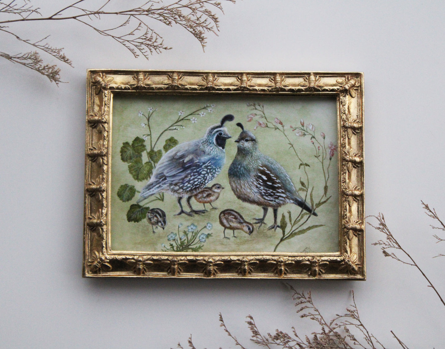 A Quail Family | Original Watercolor Painting