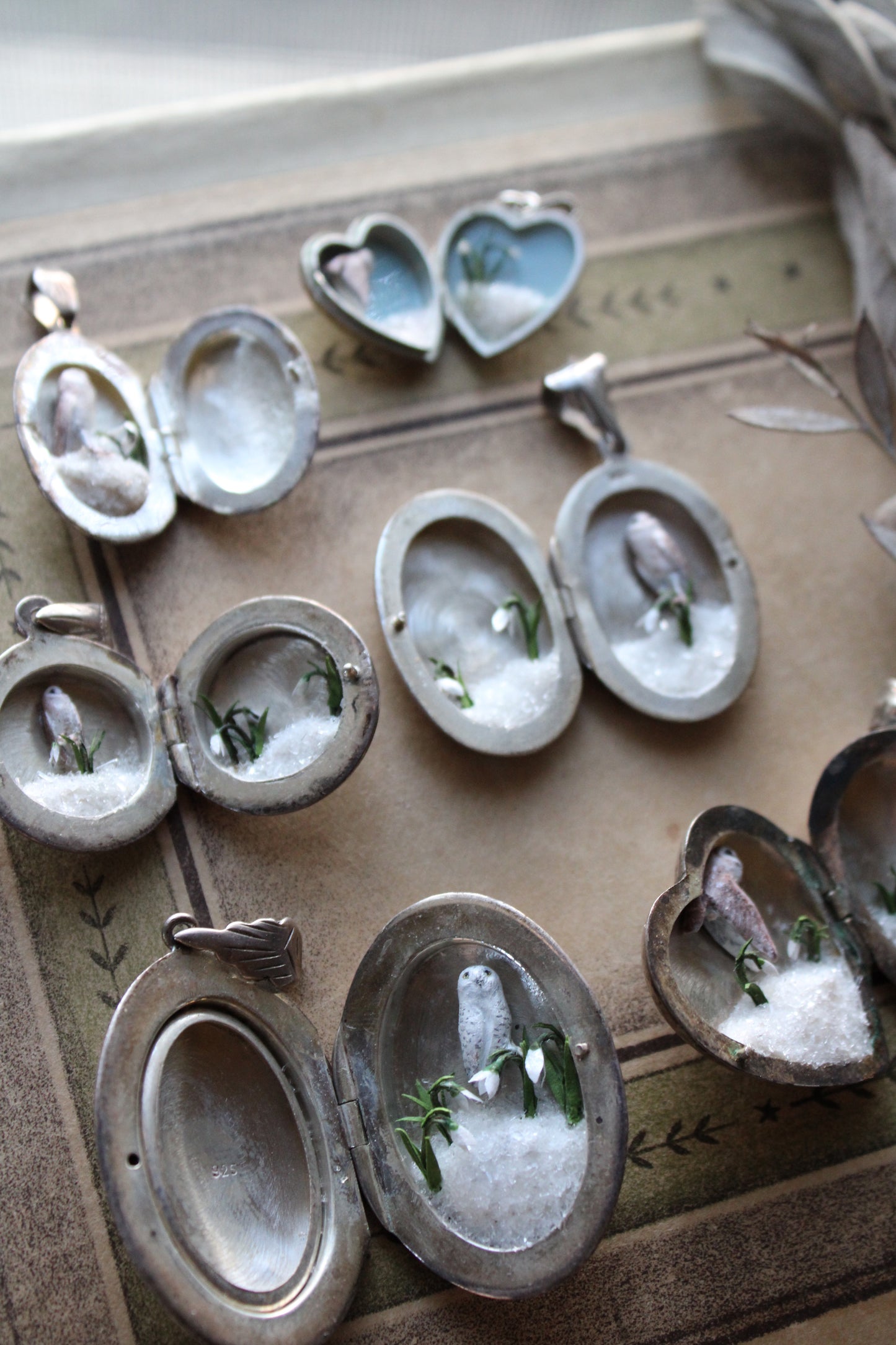 Barn Owl & Snowdrops III | Vintage Locket