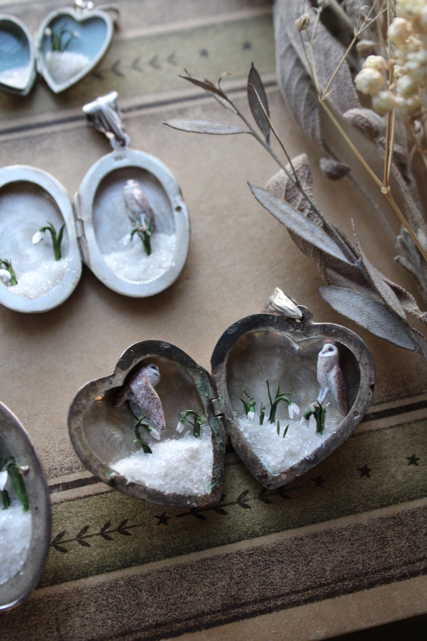Barn Owl & Snowdrops II | Vintage Locket