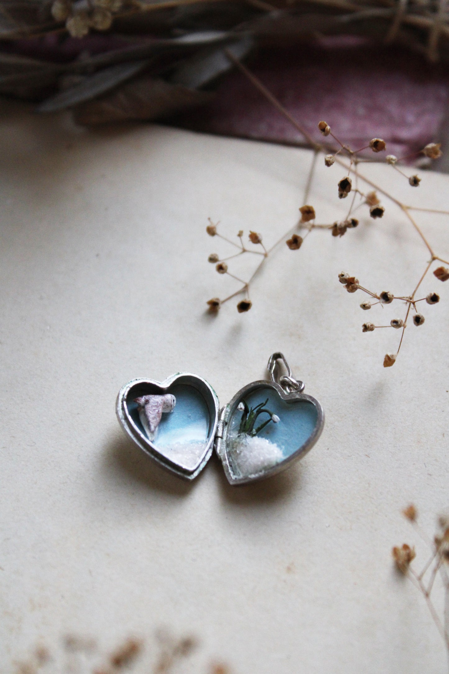 Barn Owl & Snowdrops V | Vintage Locket