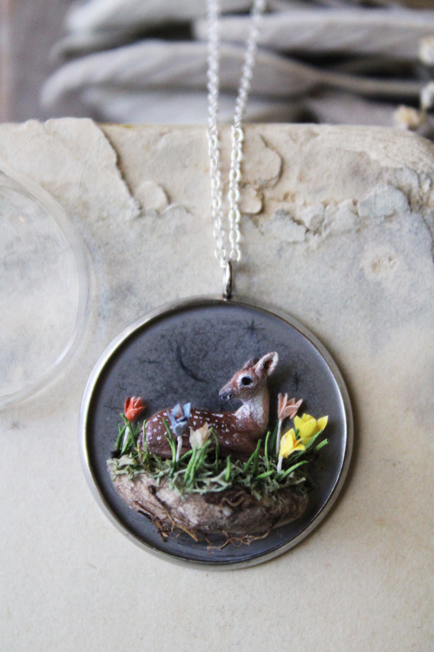 Fawn & Crocuses | Glass Globe Necklace