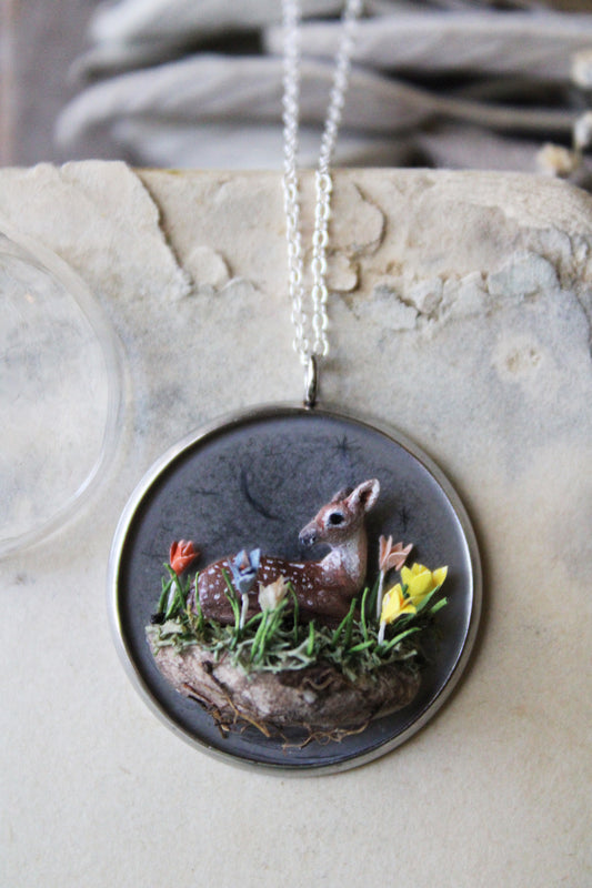 Fawn & Crocuses | Glass Globe Necklace