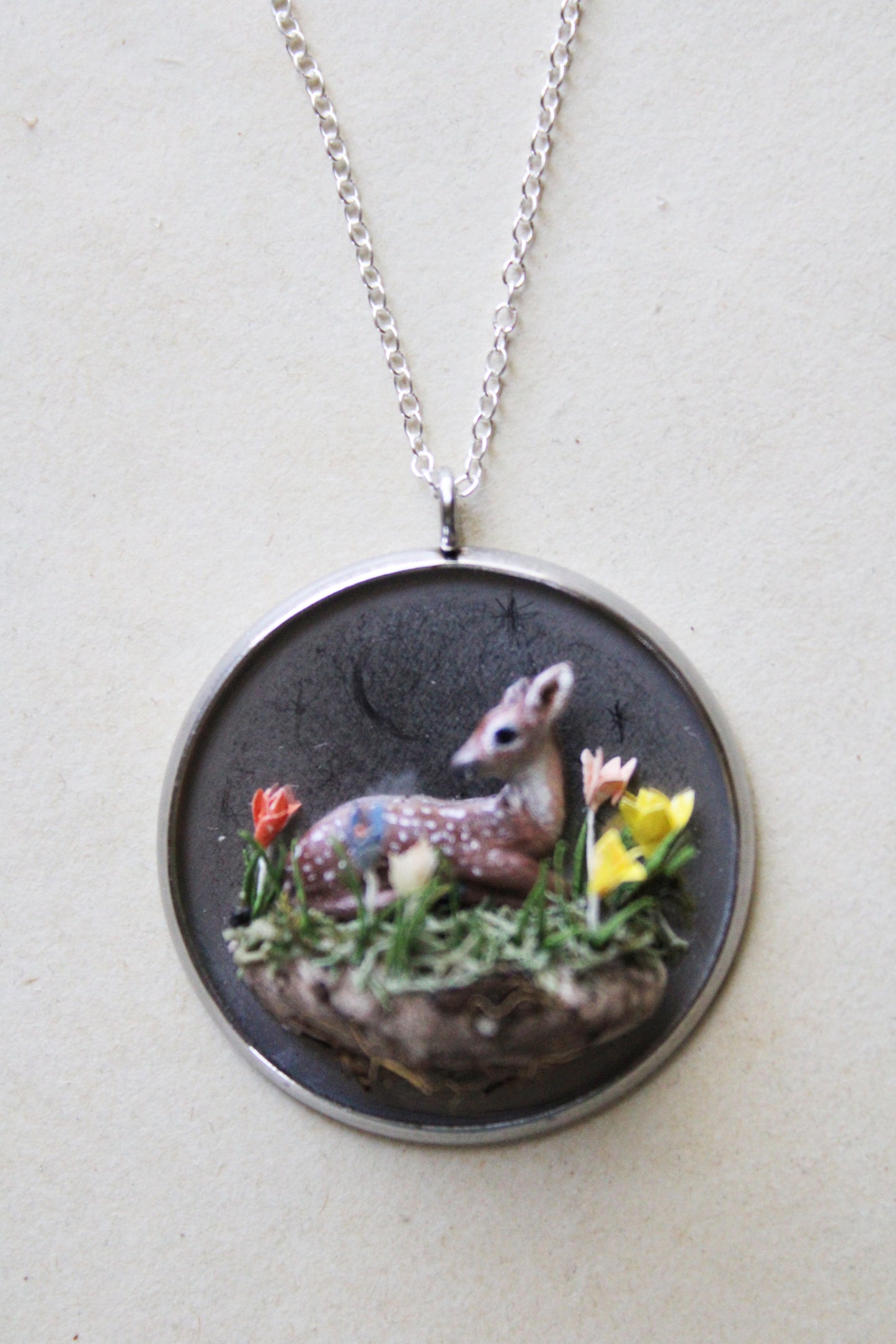 Fawn & Crocuses | Glass Globe Necklace