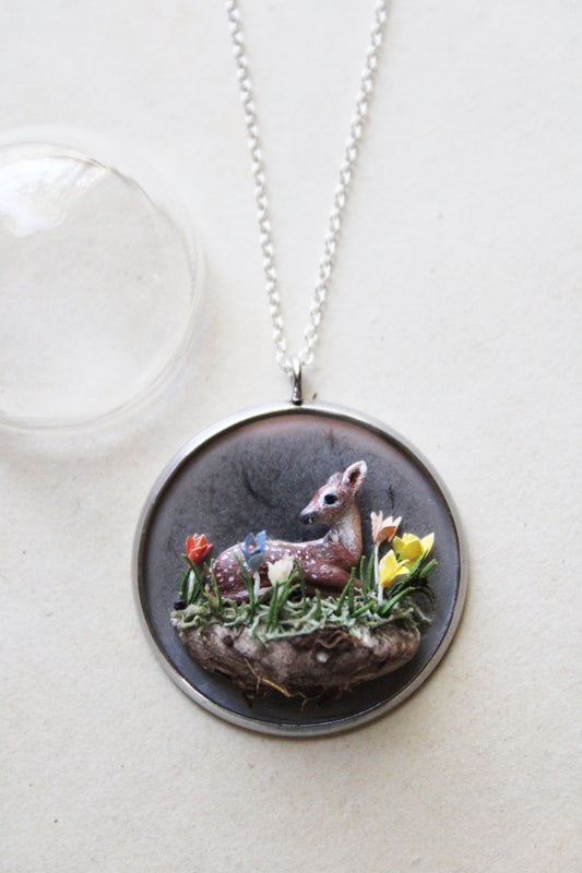 Fawn & Crocuses | Glass Globe Necklace