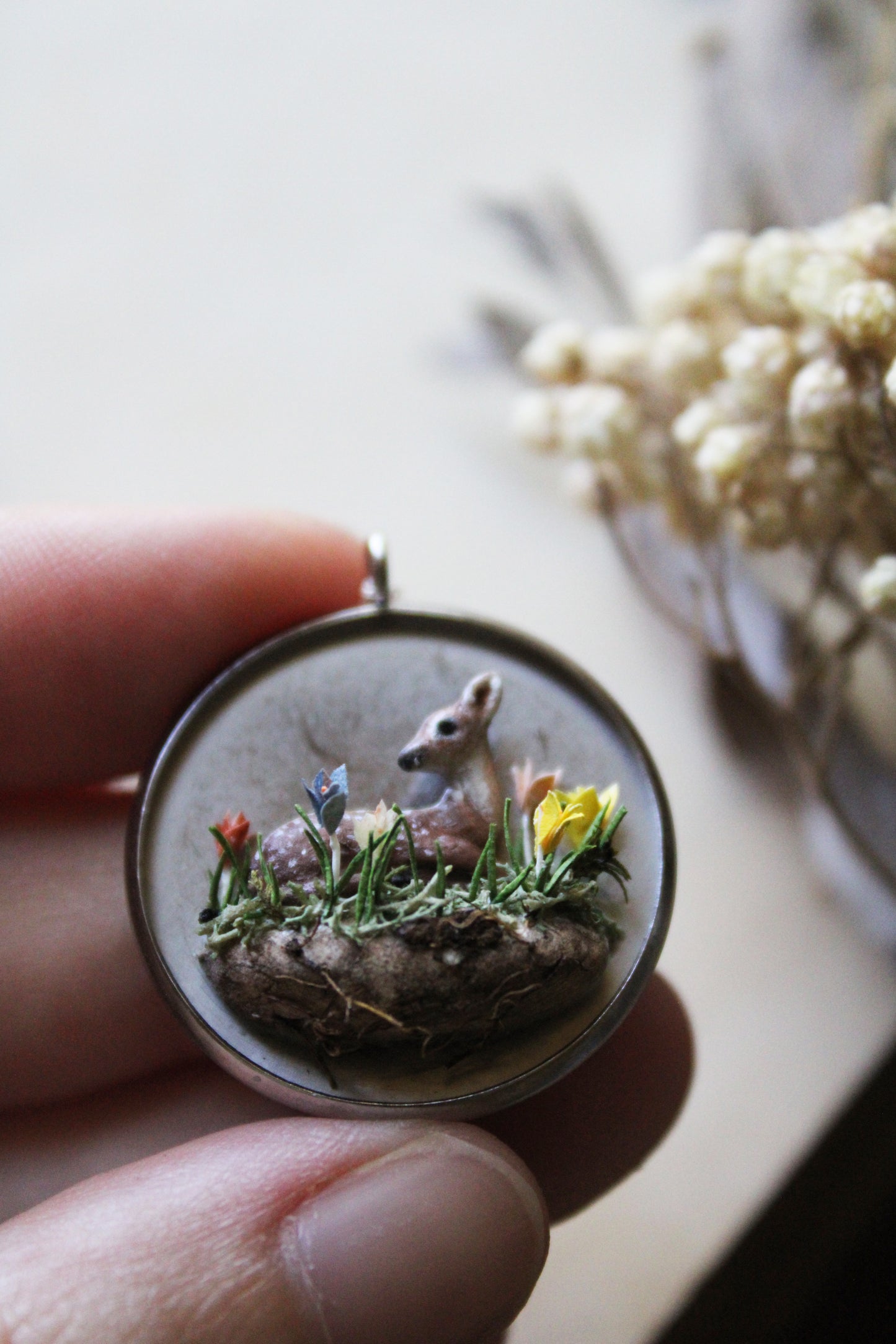 Fawn & Crocuses | Glass Globe Necklace