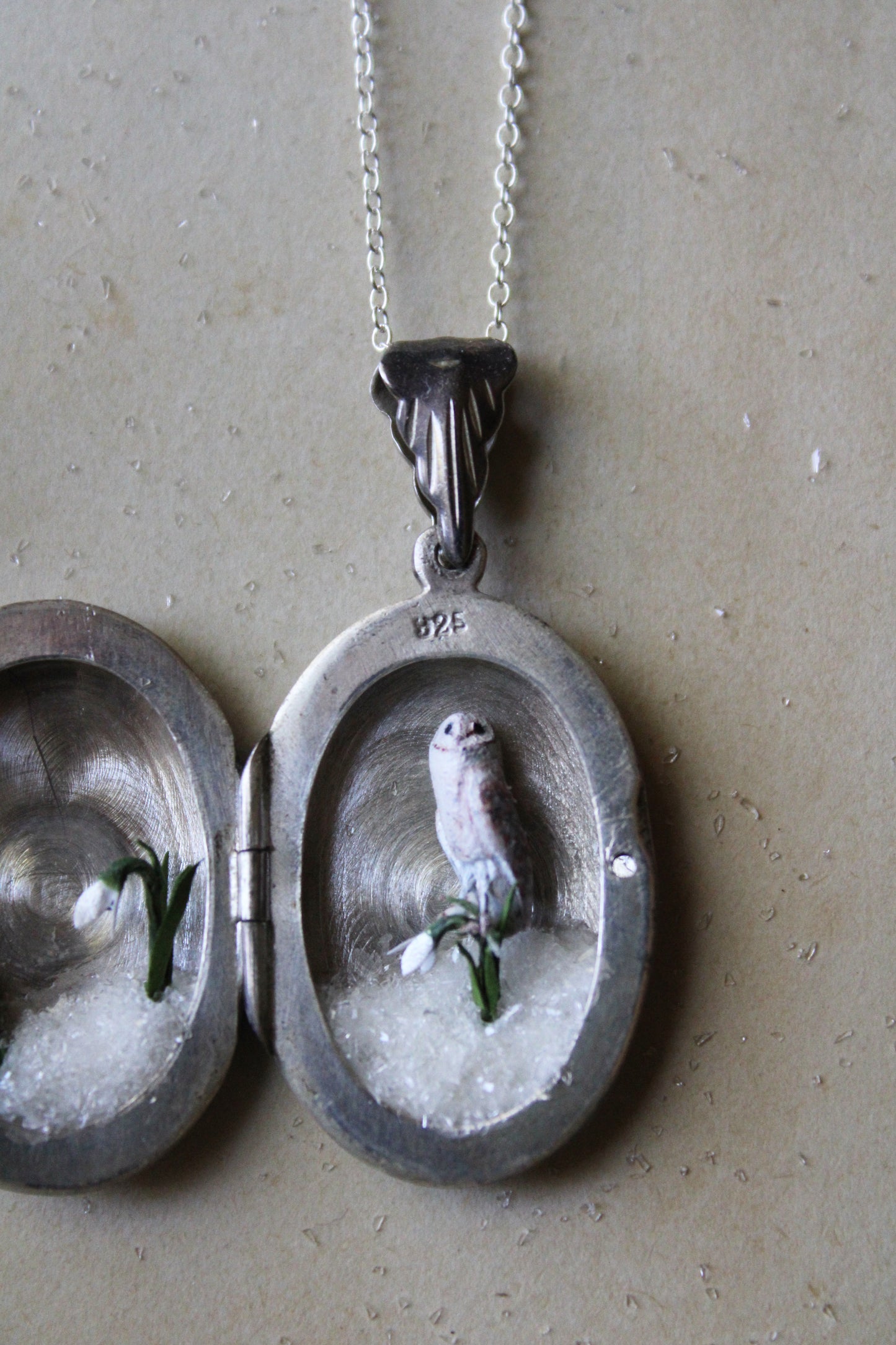 Barn Owl & Snowdrops | Vintage Locket