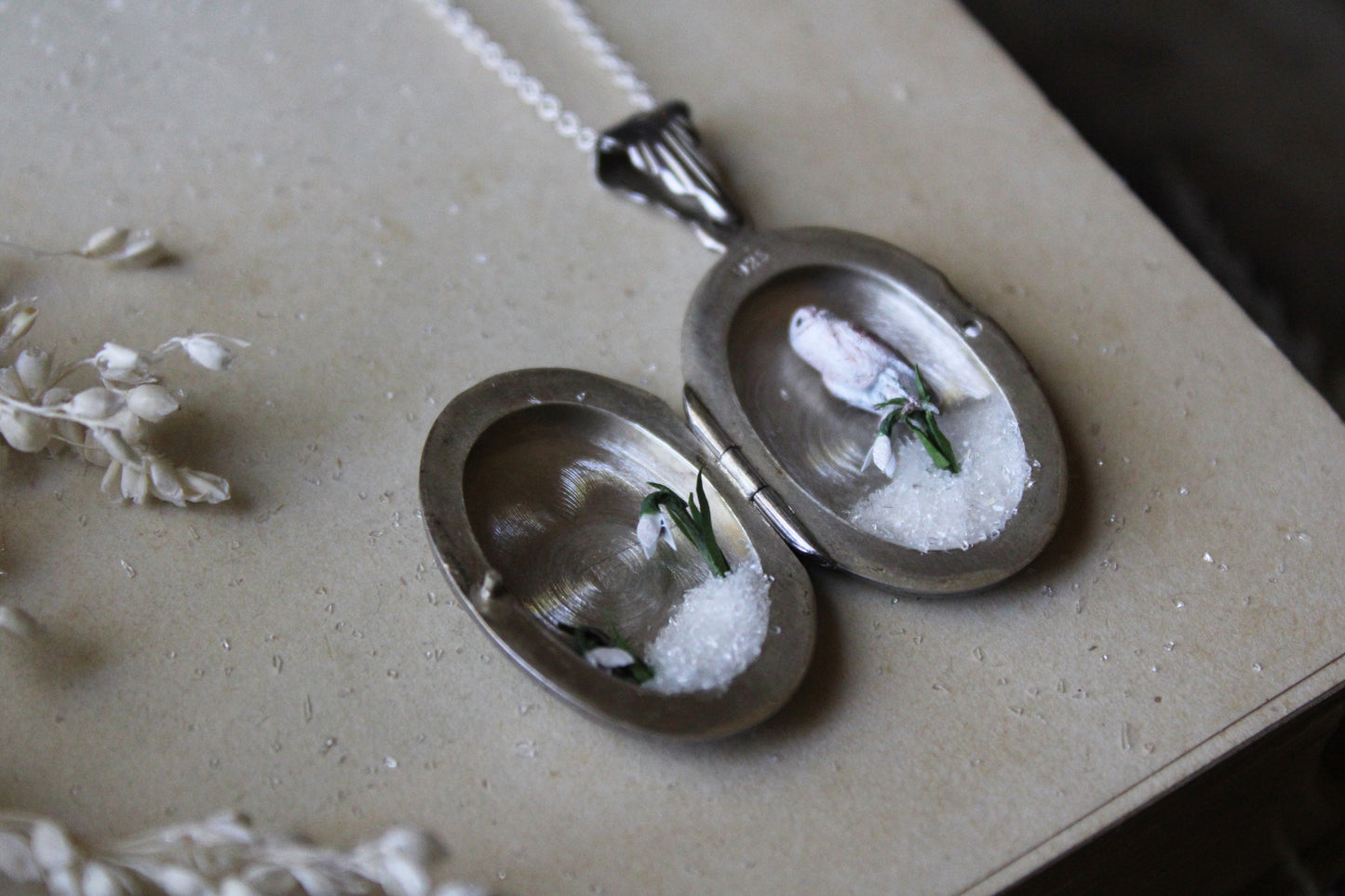 Barn Owl & Snowdrops | Vintage Locket