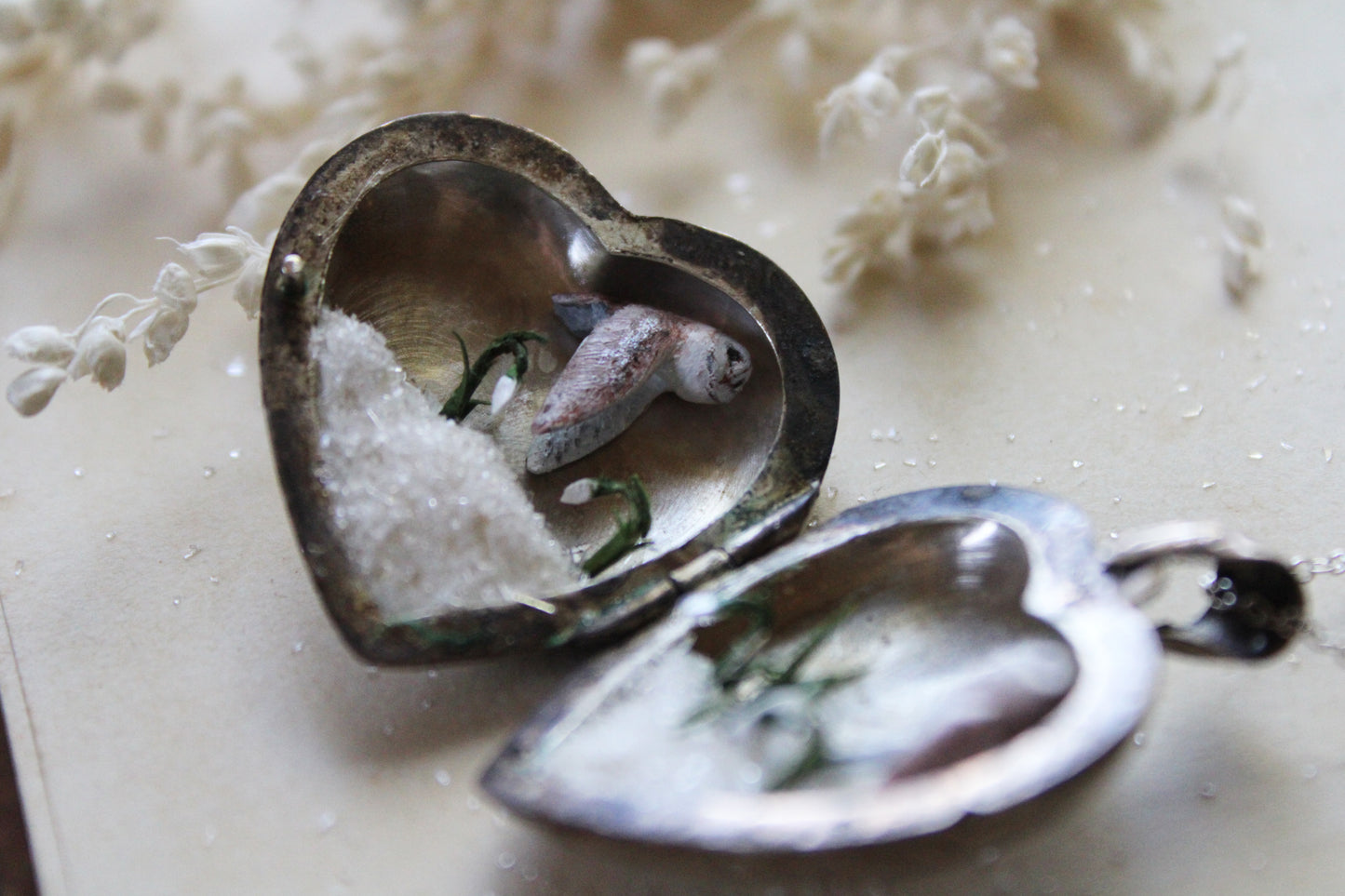 Barn Owl & Snowdrops II | Vintage Locket