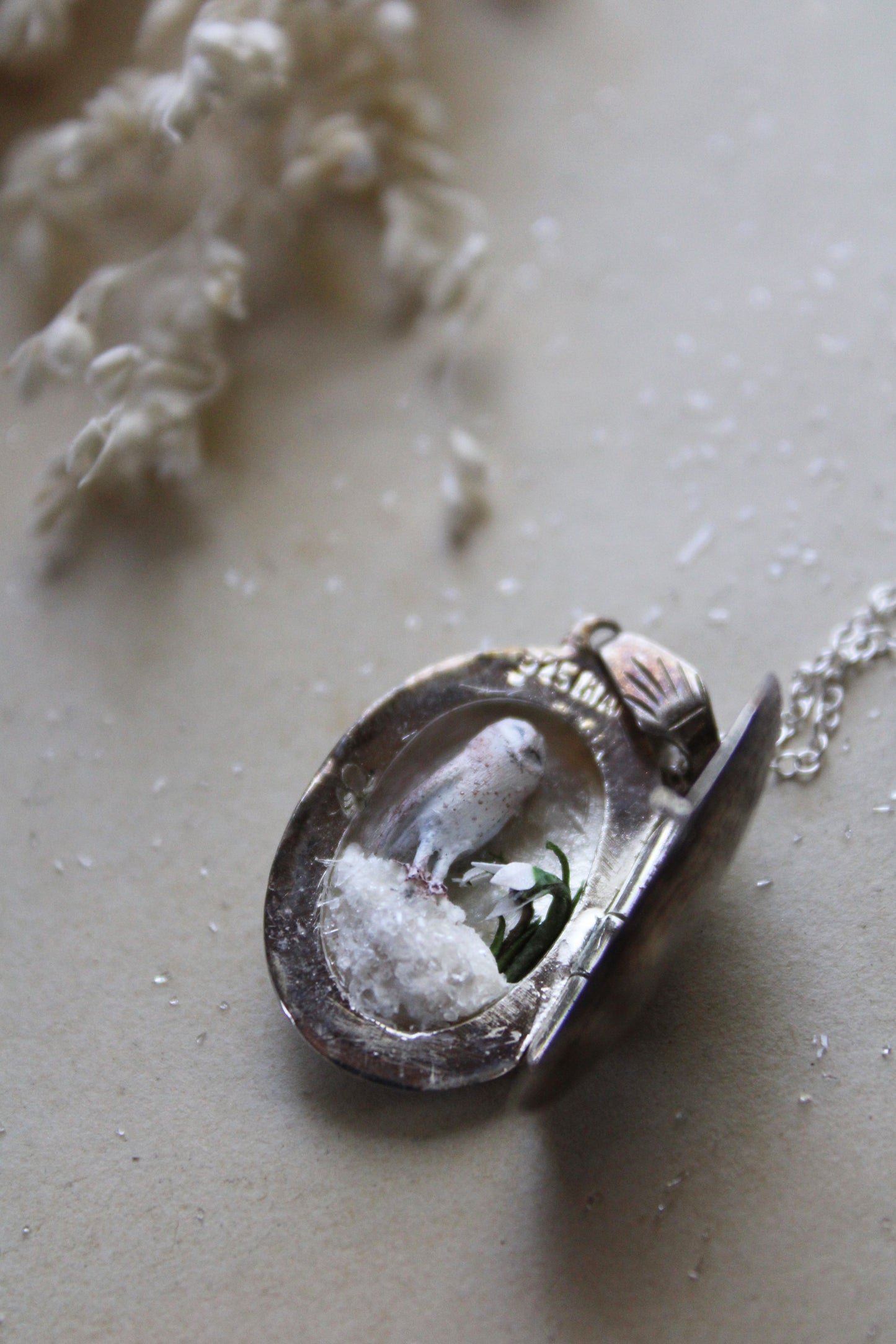 Barn Owl & Snowdrops IV | Vintage Locket
