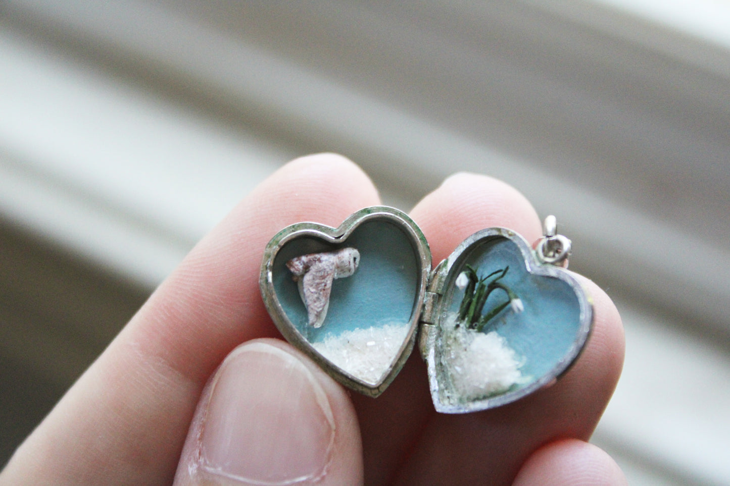 Barn Owl & Snowdrops V | Vintage Locket