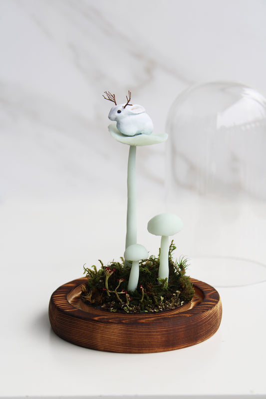 The Mushroom Jackalope | Glass Domed Sculpture