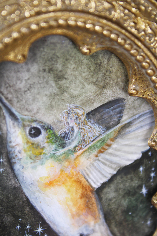 Hummingbird Night Faerie | Original Watercolor Painting