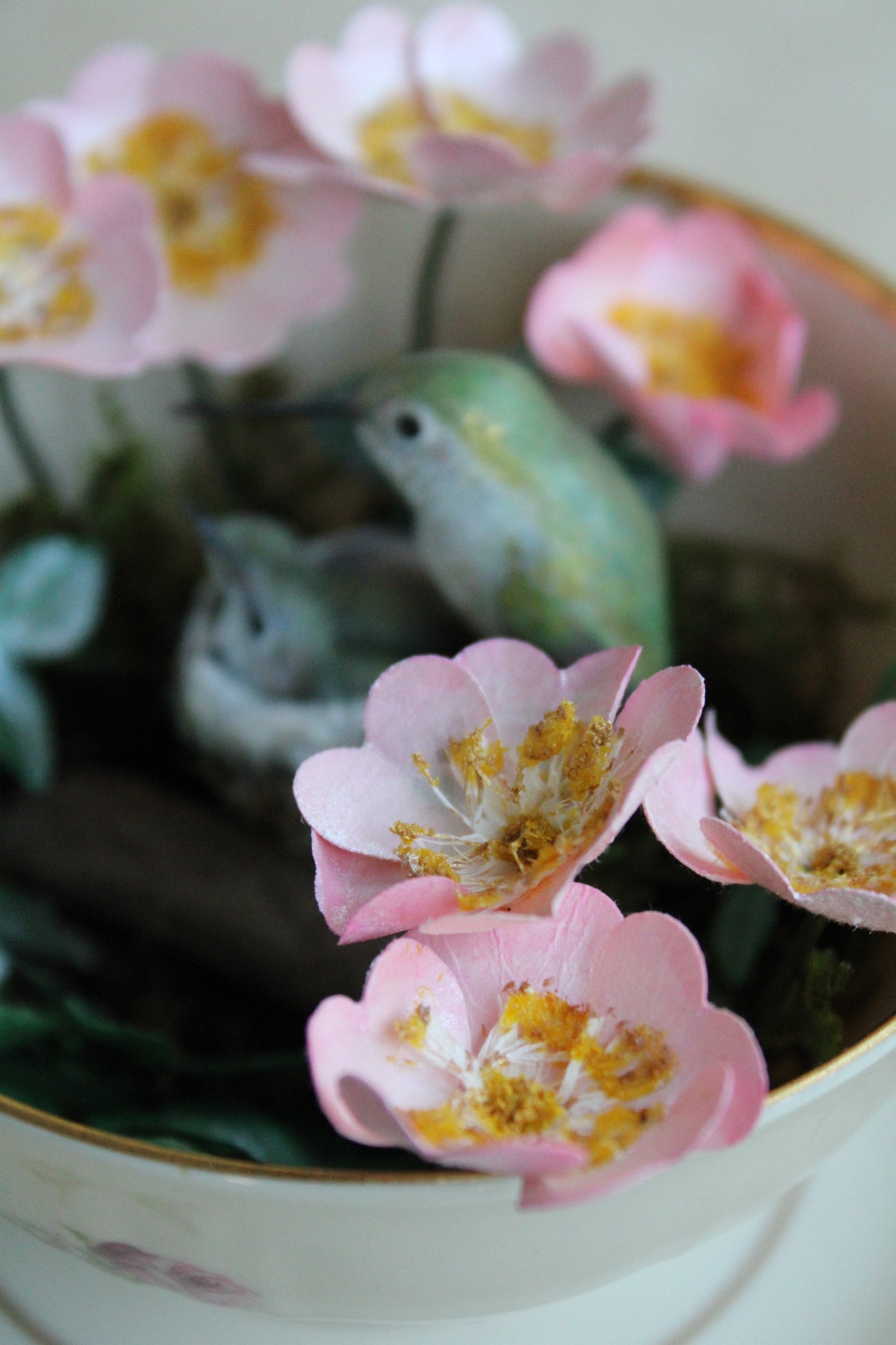 Roses & Hummingbirds | Teacup Sculpture
