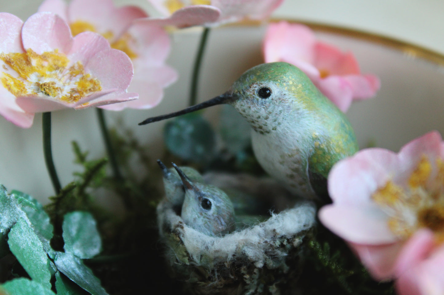 Roses & Hummingbirds | Teacup Sculpture