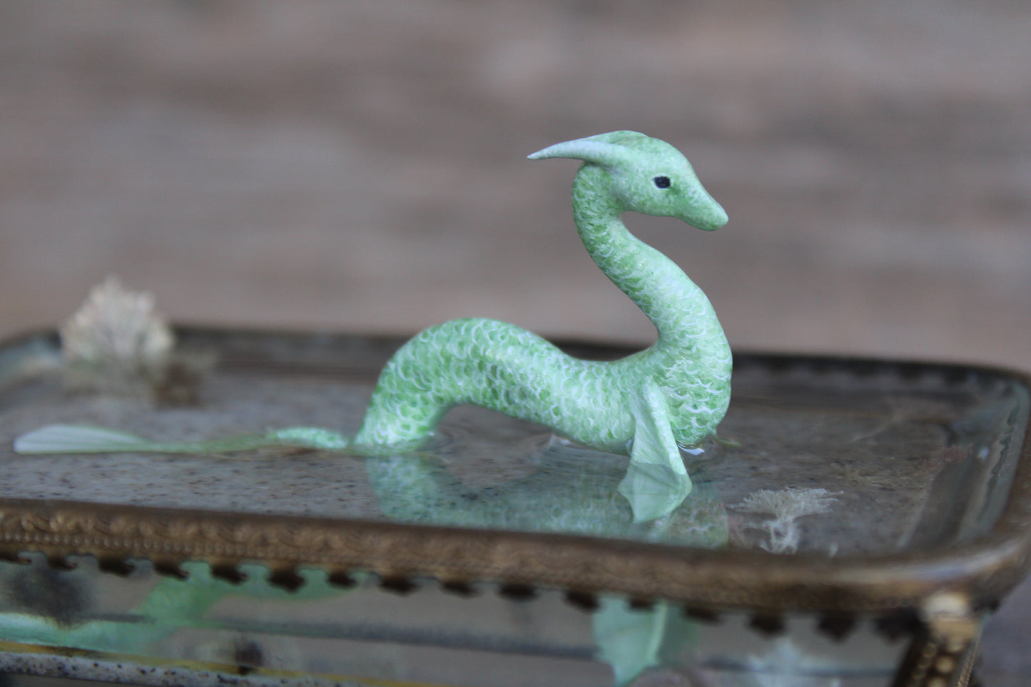 The Green Water Dragon | Glass Dish Sculpture