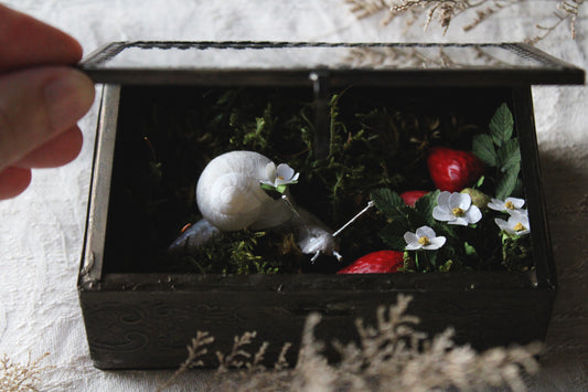 The Strawberry Snail | Glass Shadowbox Sculpture