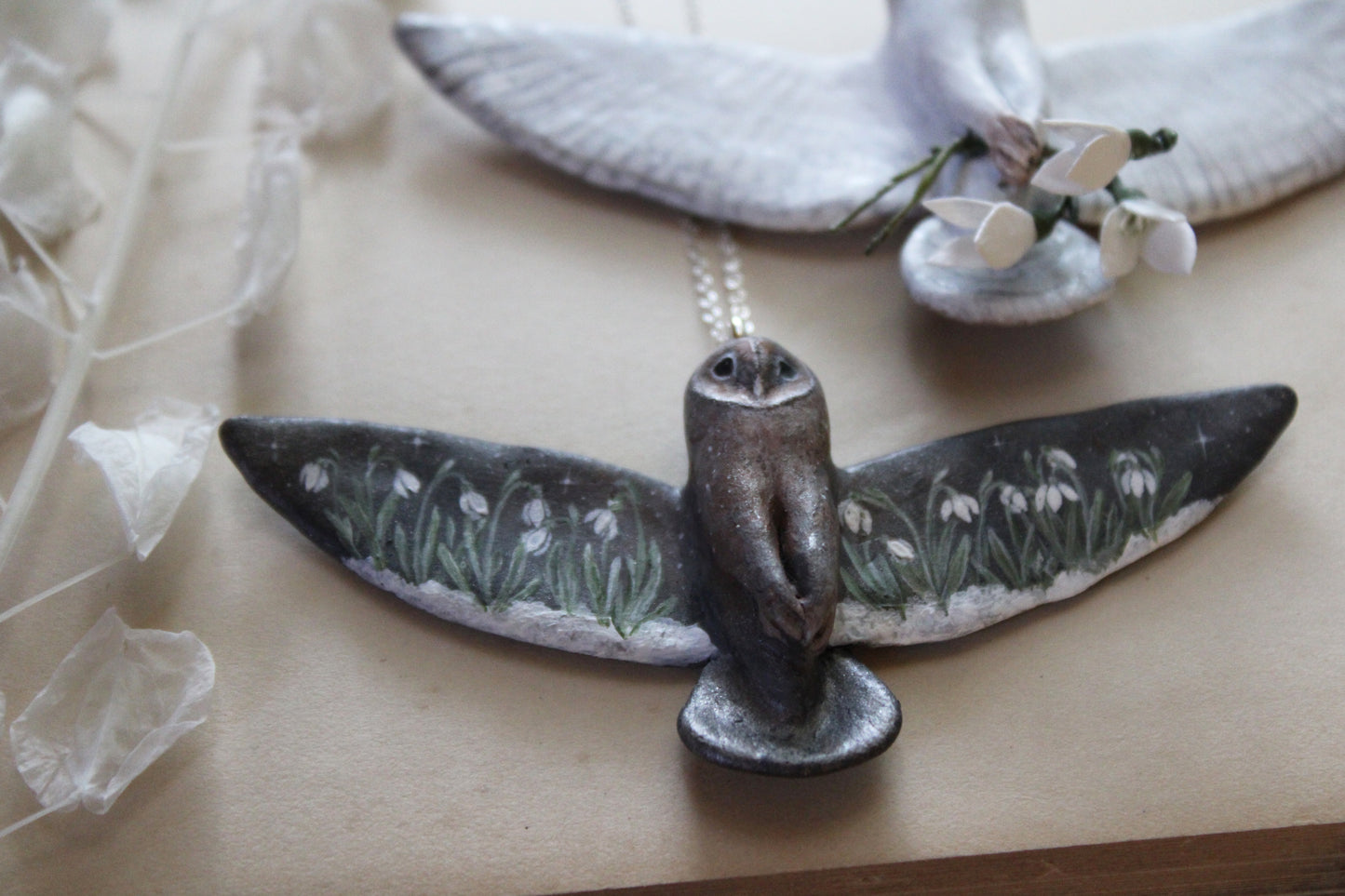 Snowdrop Barn Owl Necklaces