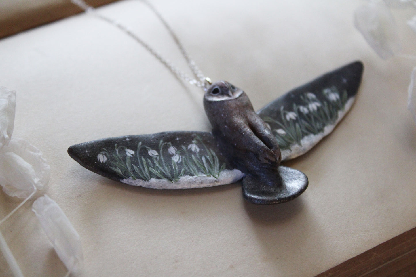 Snowdrop Barn Owl Necklaces