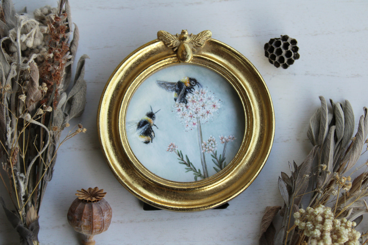 Wild Buckwheat & California Bumblebees | Original Watercolor Painting