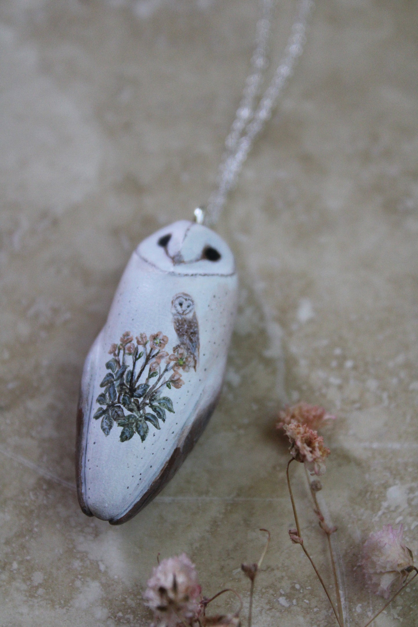 Hellebore Barn Owl Necklace
